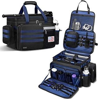 Patrol Bag Law Enforcement, Extra Large Police Gear Bag for Car Front Seat Organizer with a MOLLE Pouch & 15.6In Laptop Layer, Multiple Compartments Police Duty Bags Fit Vehicle Passenger Seat, Black