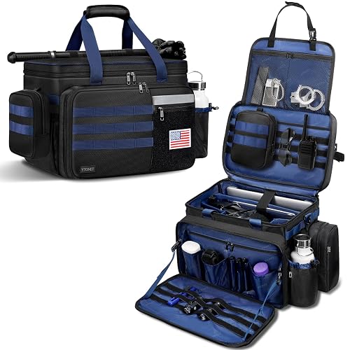 Patrol Bag Law Enforcement, Large Police Gear Duty Bag Front Seat Organizer | with MOLLE Pouch & 15.6In Laptop Layer, Multiple Pockets Police Bag Fits Vehicle Passenger Seat, Police Officer Gifts