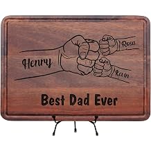 Personalized Dad Fist Cutting Board, Customized Gifts for Father Day, Birthday, Christmas, Grandpa, Papa, Husband, Stepdad Birthday Gifts with Kids Names from Wife, Daughter, Son