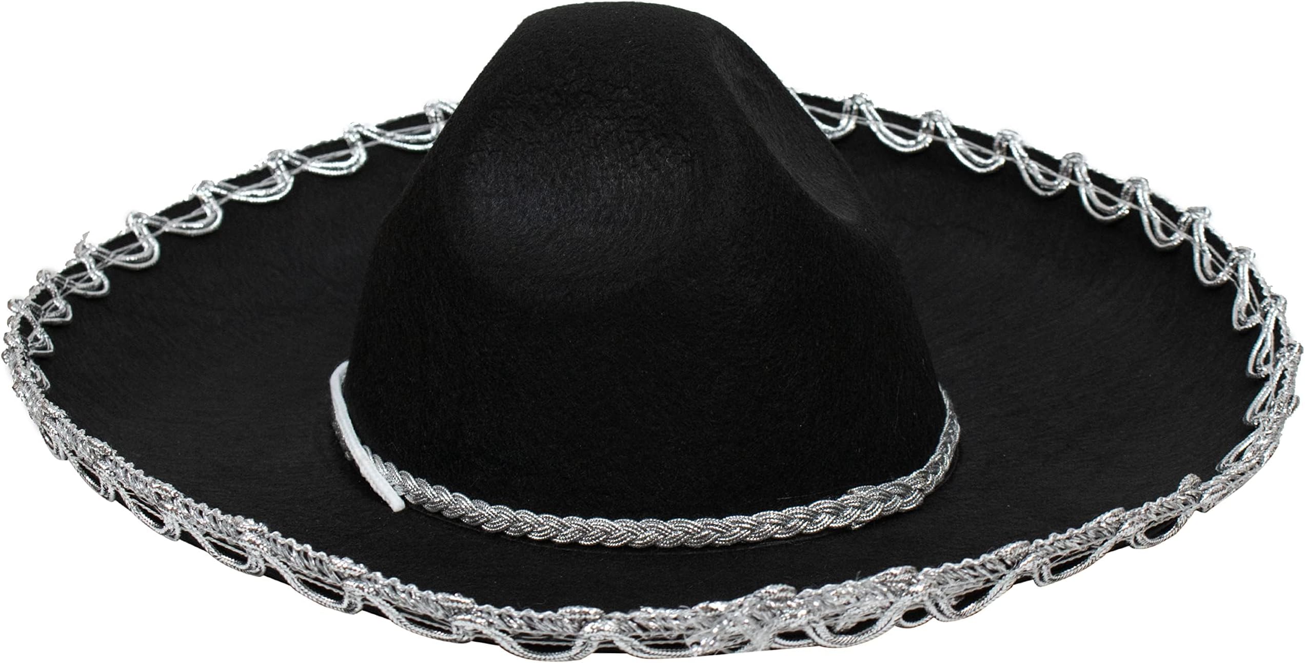 GiftExpress - Black Mariachi Hat with Silver Trim, Cinco de Mayo Hat, Halloween Costume, Mexican Party Costume