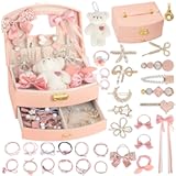 Hair Accessories for Girls,Teen Girl Gifts Including Jewelry Box/Hair Clips/Hair Barrettes/Hair Ties/Hair Bows,birthday gift for girls age 6 7 8-14(Cute Bear)