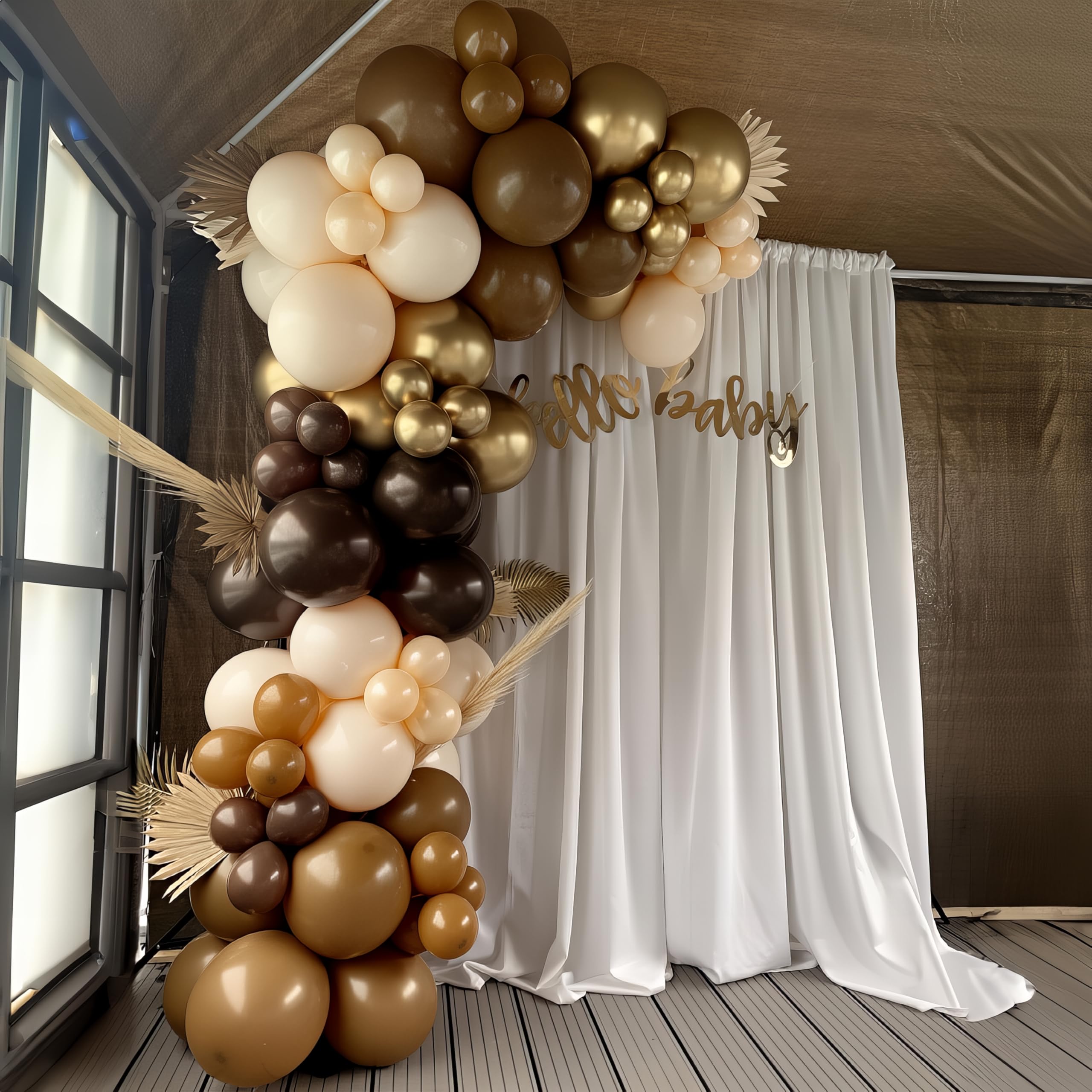 HILAVO Braunes Ballonbogen-Set, 45,7 cm, klare Luftballons, Brauntöne, Creme, dunkler Kaffee, Nude, Beige, Champagner, Gold, Konfetti-Ballons für Thanksgiving, Herbst, Boho, Kuh, Rodeo, Babyparty