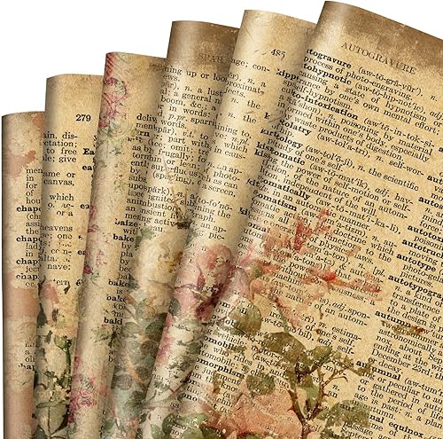 Miniatura 1 de AnyDesign - 12 hojas de papel de regalo floral vintage, papel de estraza de papel de estraza para regalo, papel de arte de rosa plano plegado a