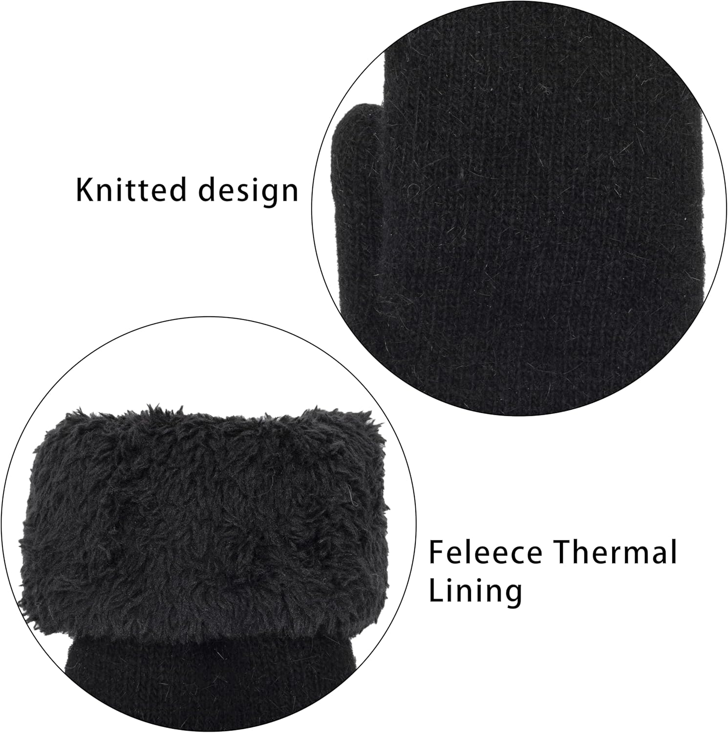 Winter Warm Mittens for Women - Knit Gloves Soft Wool Thick Fleece Lining Mittens - Image 6