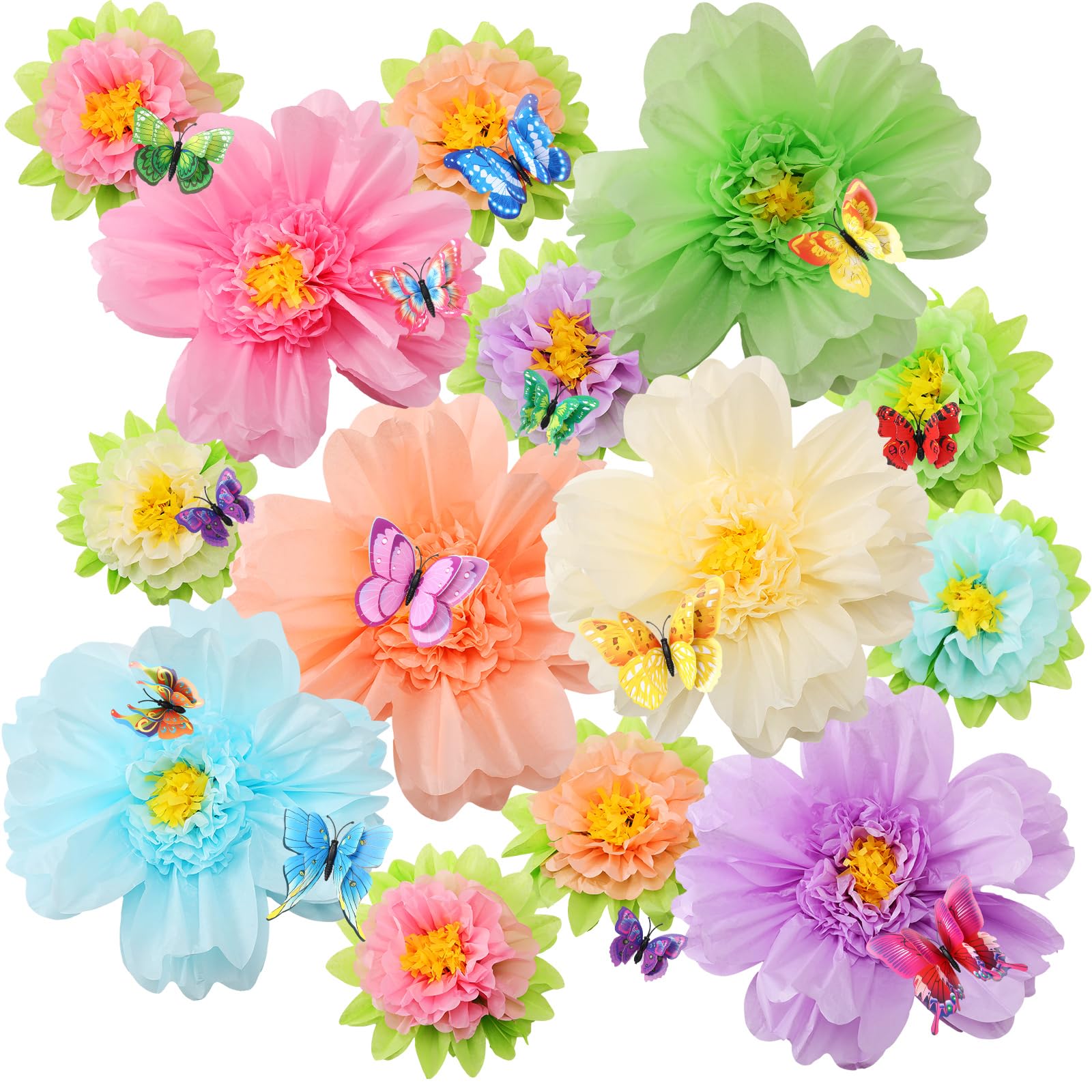 AmazingSpark 36 Pcs Large Spring Tissue Paper Flowers Wall Decorations Set 12 Giant 20
