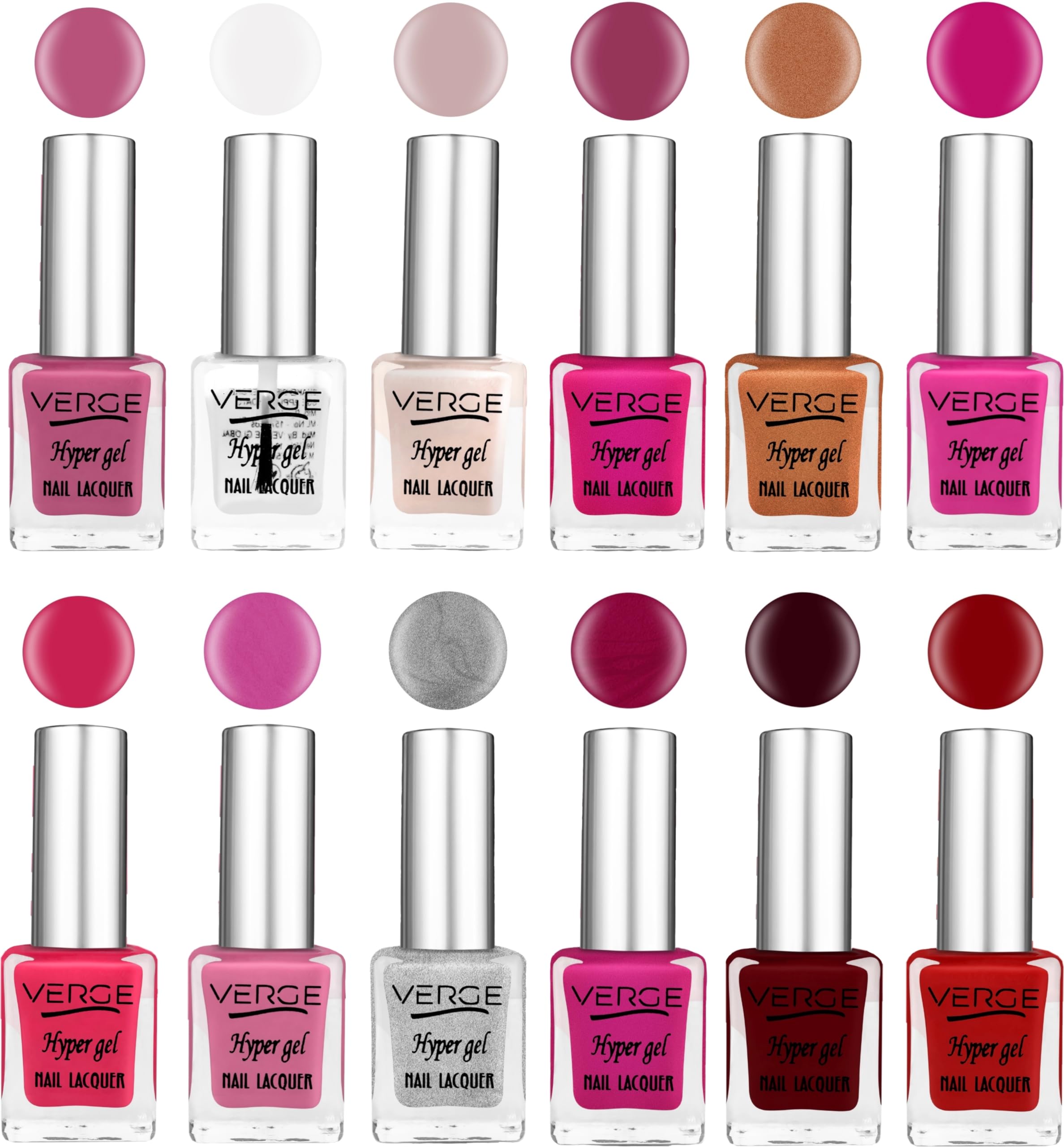 VERGE HYPER GEL LONG LASTING WITH LUXURY FINISH & SINGLE STROKE FORMULA NAIL POLISH (INFUSED WITH VITAMIN E) NON TOXIC, PARABEN FREE, CRUELTY FREE, CHIP RESISTANT & QUICK DRY