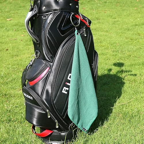 Miniatura 4 de Handy Picks Toalla de Golf de Microfibra (16" X 16") con Clip de Mosquetón, Toalla de Golf con Patrón de Waffle con Cierre de Gancho y Bucle - La