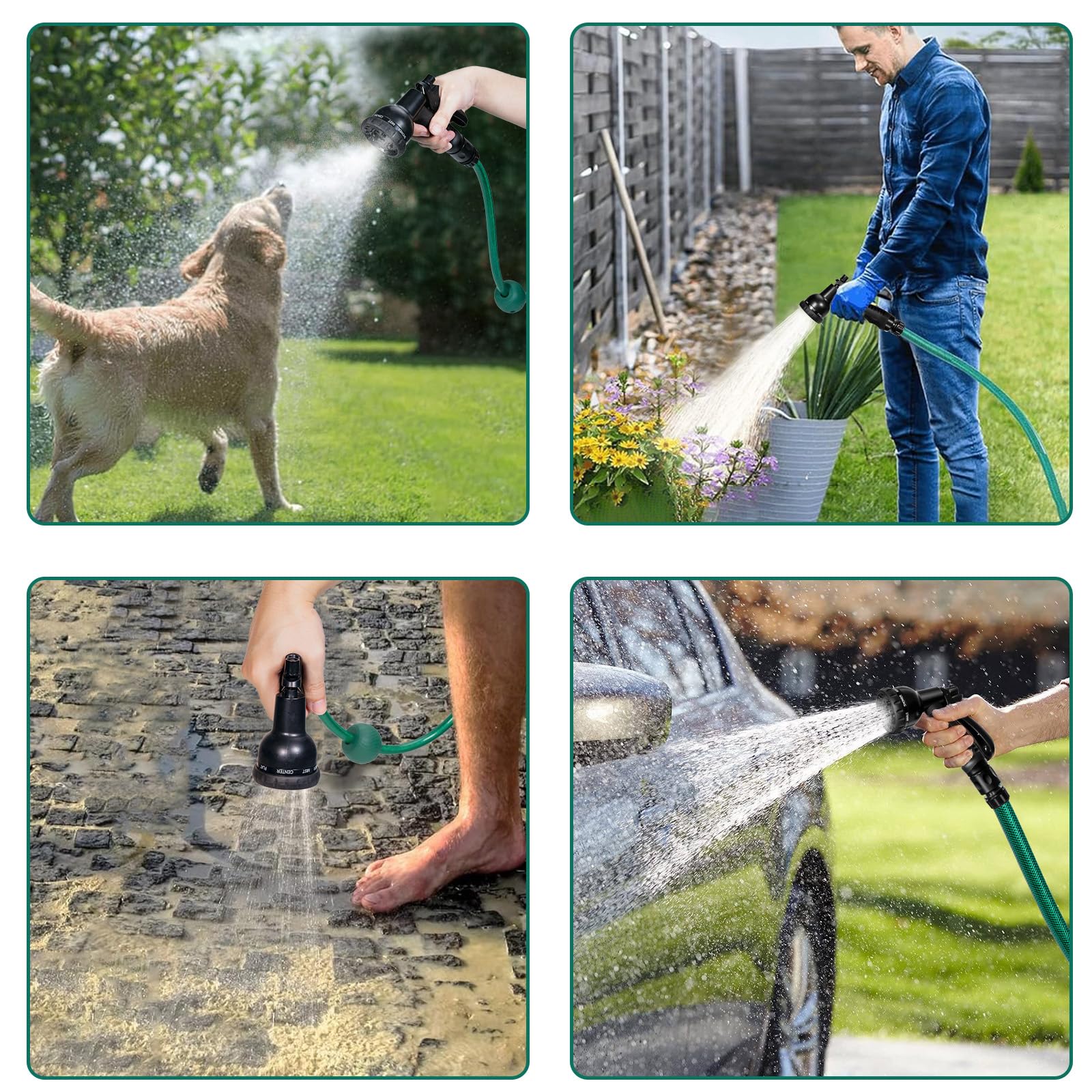 HICHIKA Enrouleur de Tuyau d'Arrosage 20m – Enrouleur Extensible Murale pour Jardin avec Verrouillage et Enroulement Automatique, Buse à 8 Modes, Boîte Pivotante 180°, pour Arrosage Extérieur