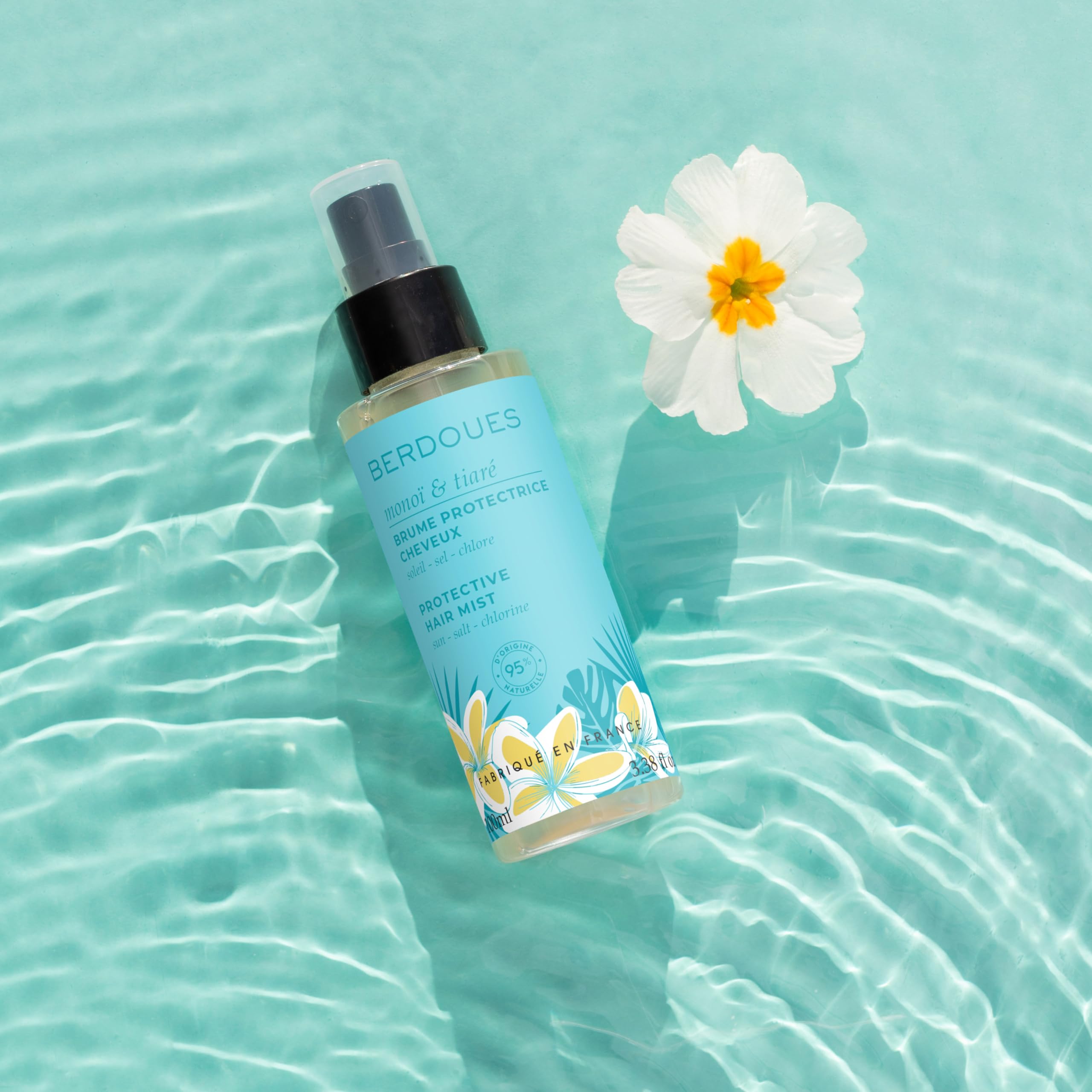 BERDOUES - Nebbia protettiva capelli profumo Monoï e Tiaré. Olio di cocco e monoi. 95% di origine naturale. Made in France, Vegan. 100 ml