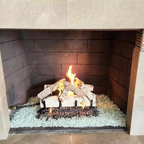 Miniatura 3 de Skyflame Vidrio de fuego regular de alto brillo de 10 libras para hoguera, chimenea, jardín, paisajismo, hielo de cristal, tamaño de 12 pulgada