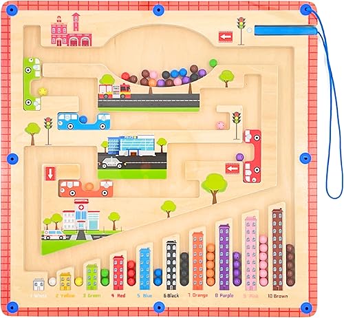 Juguetes Montessori magnéticos de color y número, laberinto magnético de 2 vías de número y color, tablero Montessori magnético, laberinto magnético