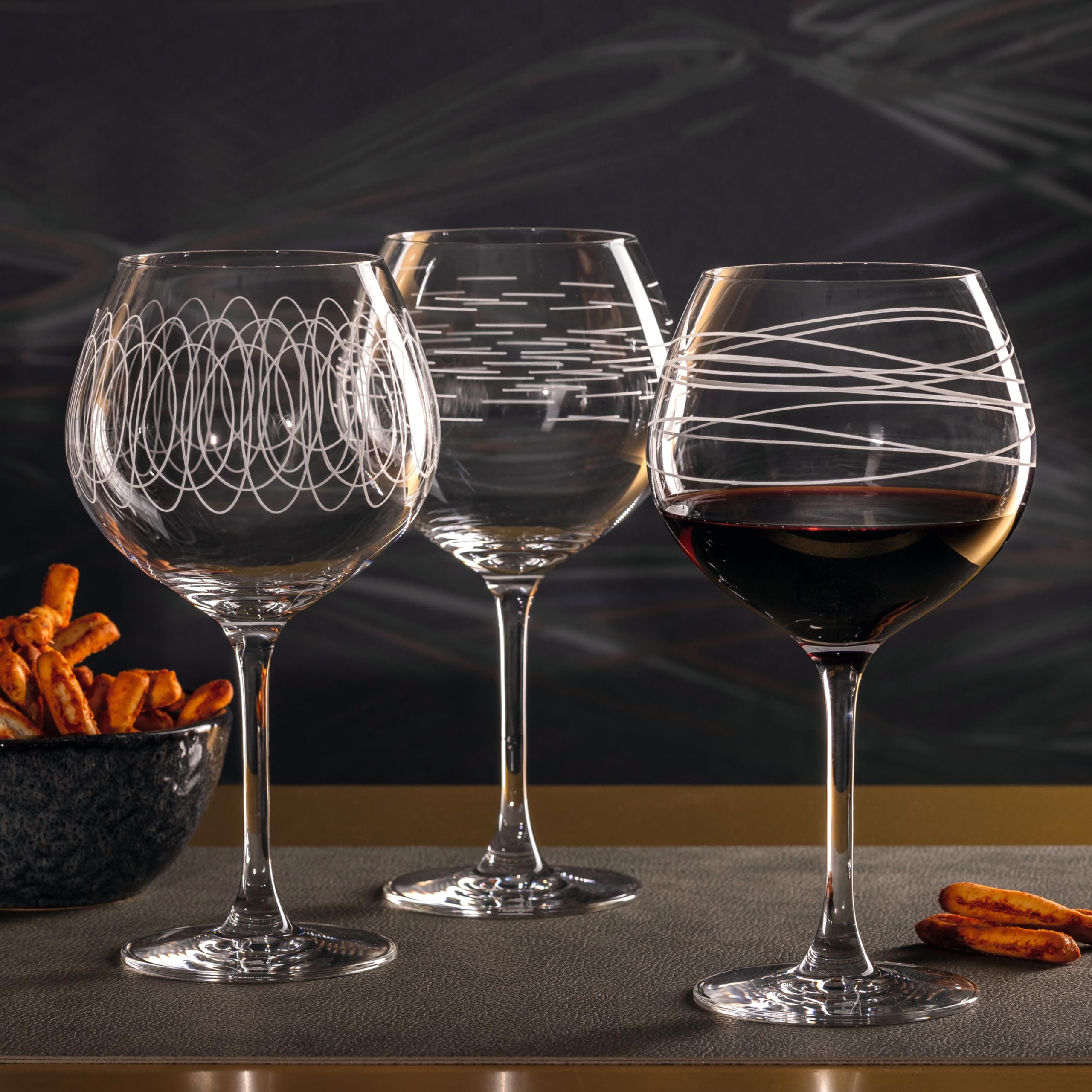Leonardo Casella 061800 Lot de 6 verres à vin rouge, calices à bourgogne avec motifs, passent au lave-vaisselle, résistant aux chocs, 630 ml