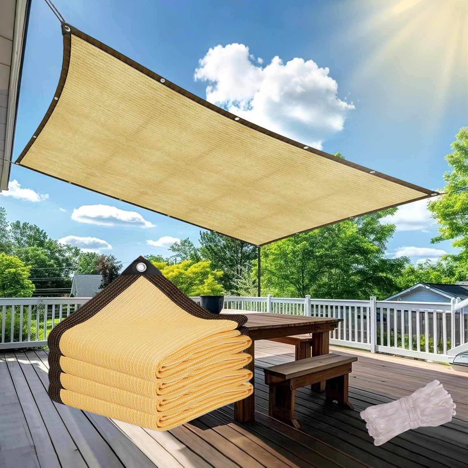 sonnensegel 6 meter UV-beständiges Sonnensegel, x 6 m, wasserdicht, mit Ösen, Beige, für den Außenbereich, Sonnenschutz, für Pergola, Terrasse, Garten und Deckschutz : Größe:90x200 Evoc Road Bike Bag Sleeping