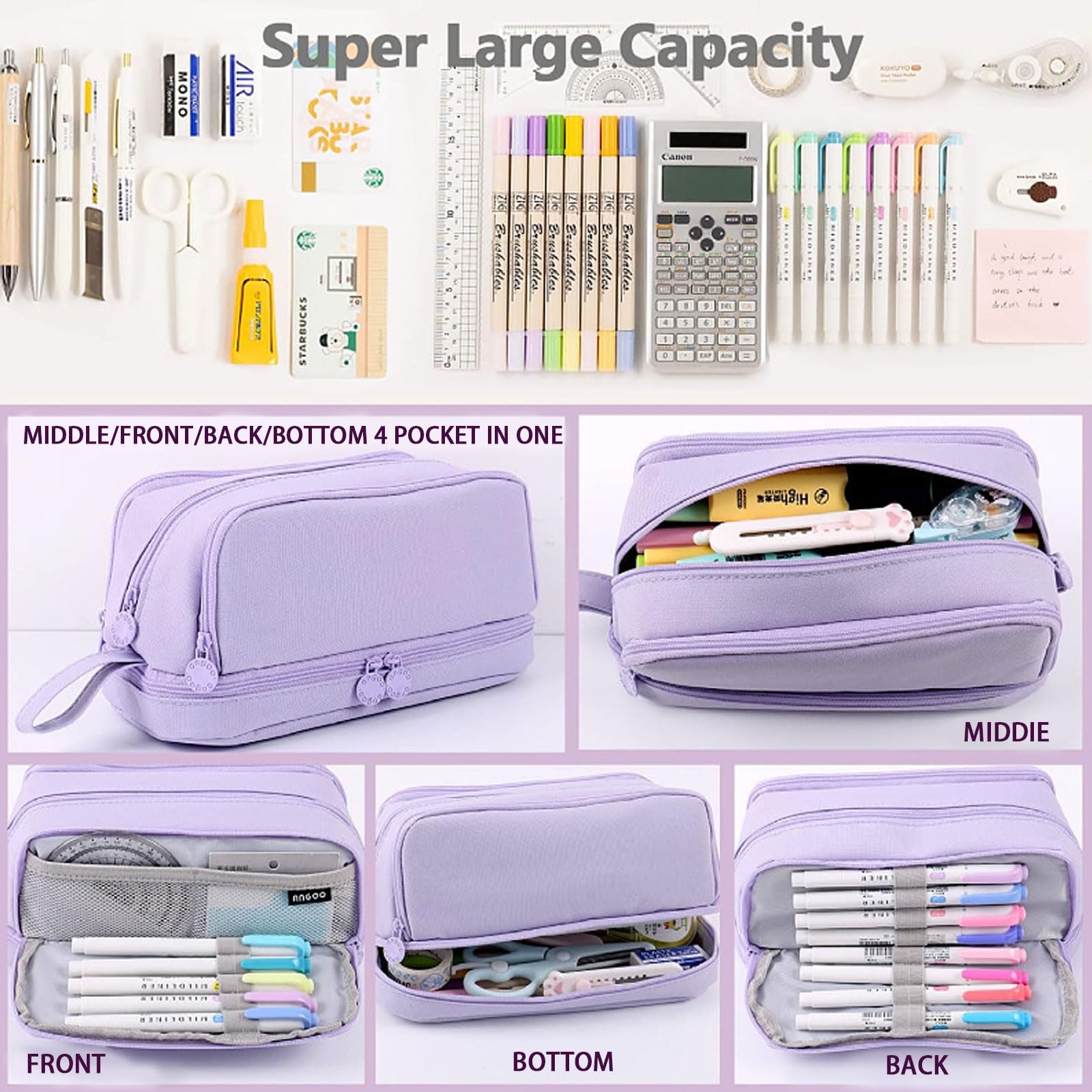 SSKHE Pencil Case Large Capacity for Girls Boys Secondary School with 4 Compartments, Pencil Pouch, Special Pencil Cases - Image 4