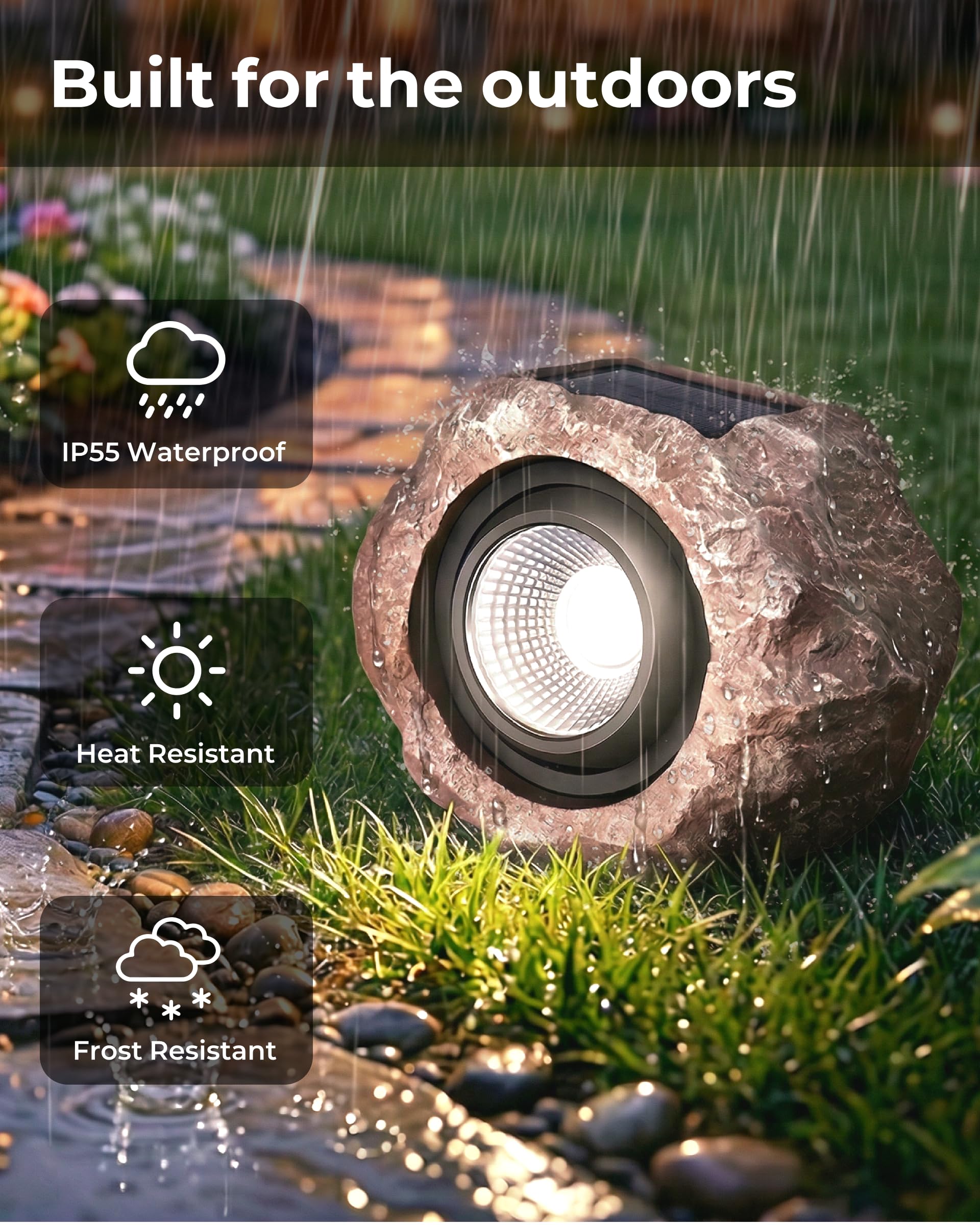 DGSCAK Luci solari da esterno, confezione da 4 luci solari super luminose per esterni, impermeabili, angolo di luce regolabile, luci solari per vialetti, vialetti, vialetti, patio, prato