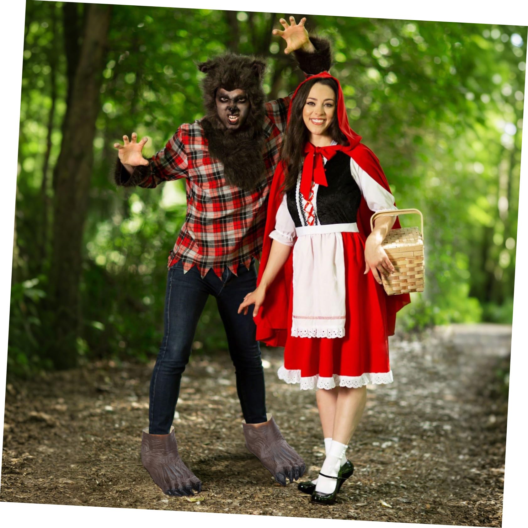 Healeved 2 Paires Horreur Patte de Loup Garou Couverture Halloween Carnaval Déguisement Effrayant Accessoire Unique Marron