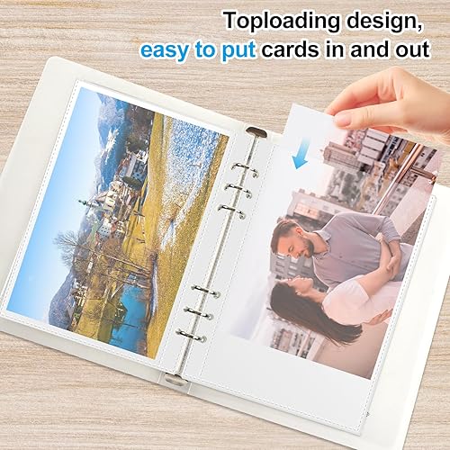 Miniatura 9 de Hojas de carpeta A5 para tarjetas de índice, paquete de 50 unidades, repuesto de plástico transparente, protector de páginas de 2 bolsillos para