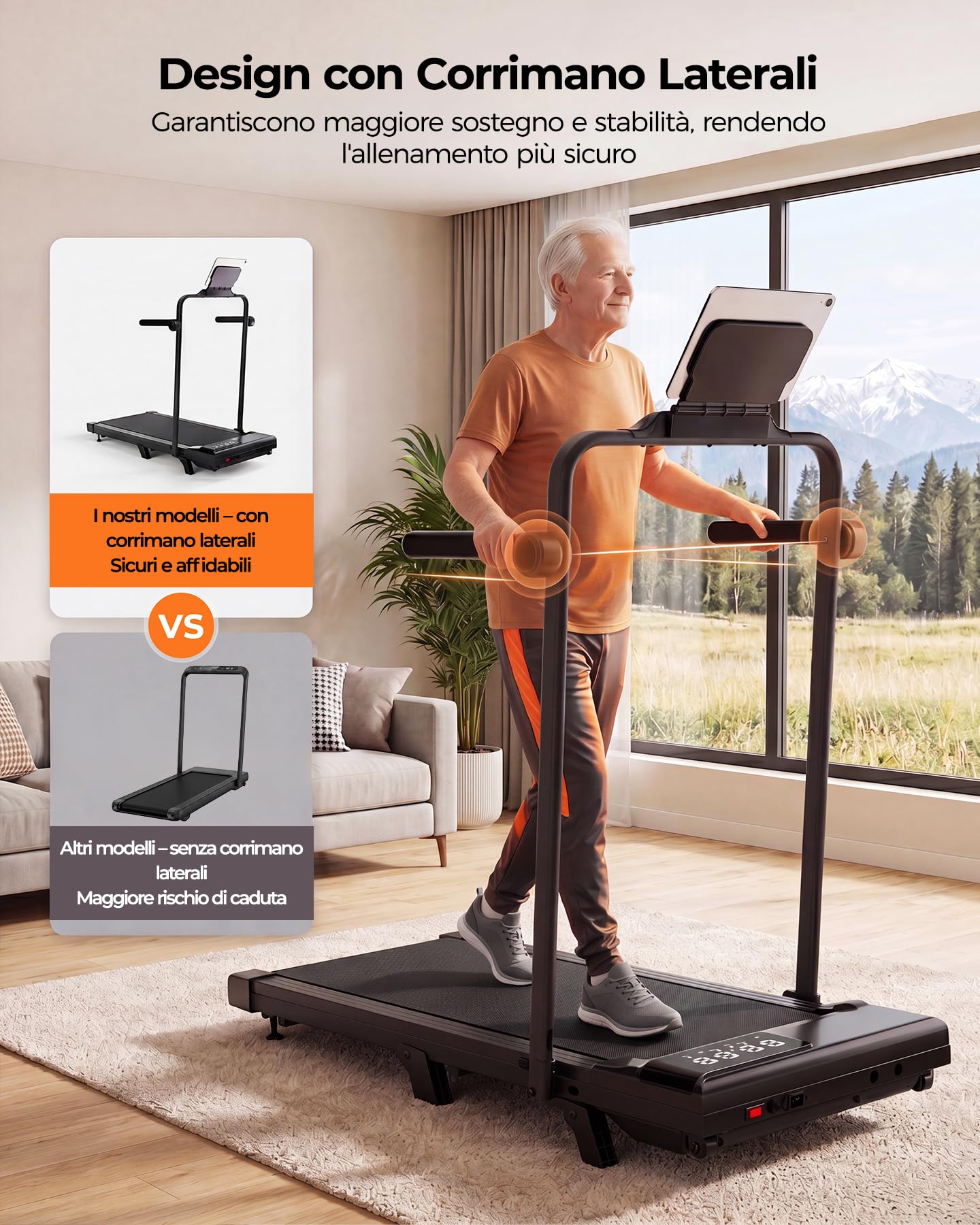 Superun Raceable Tapis Roulant Salvapazio Elettrico con Inclinazione 6%, 2.5CV/3CV Walking Pad,1-6/12 km/h Tapis Roulant Elettrico Pieghevole con APP Controllo Corsi di Allenamento, Massima di 136 kg