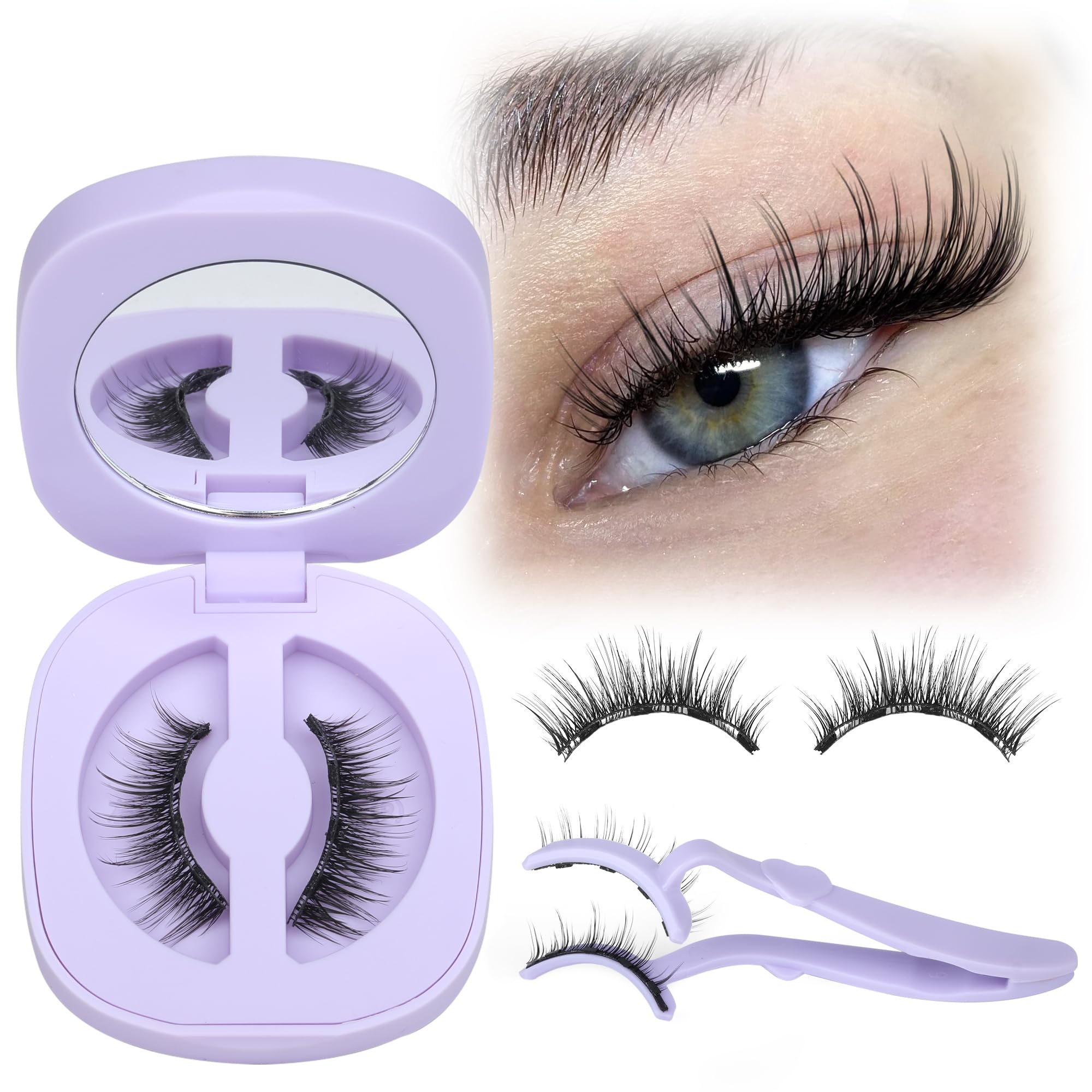 Magnetic Eyelashes Without Eyeliner Reusable Magnetic Eyelashes with Applicator No Glue Needed Magnetic Eyelashes Kit Natural Looking Cat Eye Magnetic Eyelashes from Lanflower