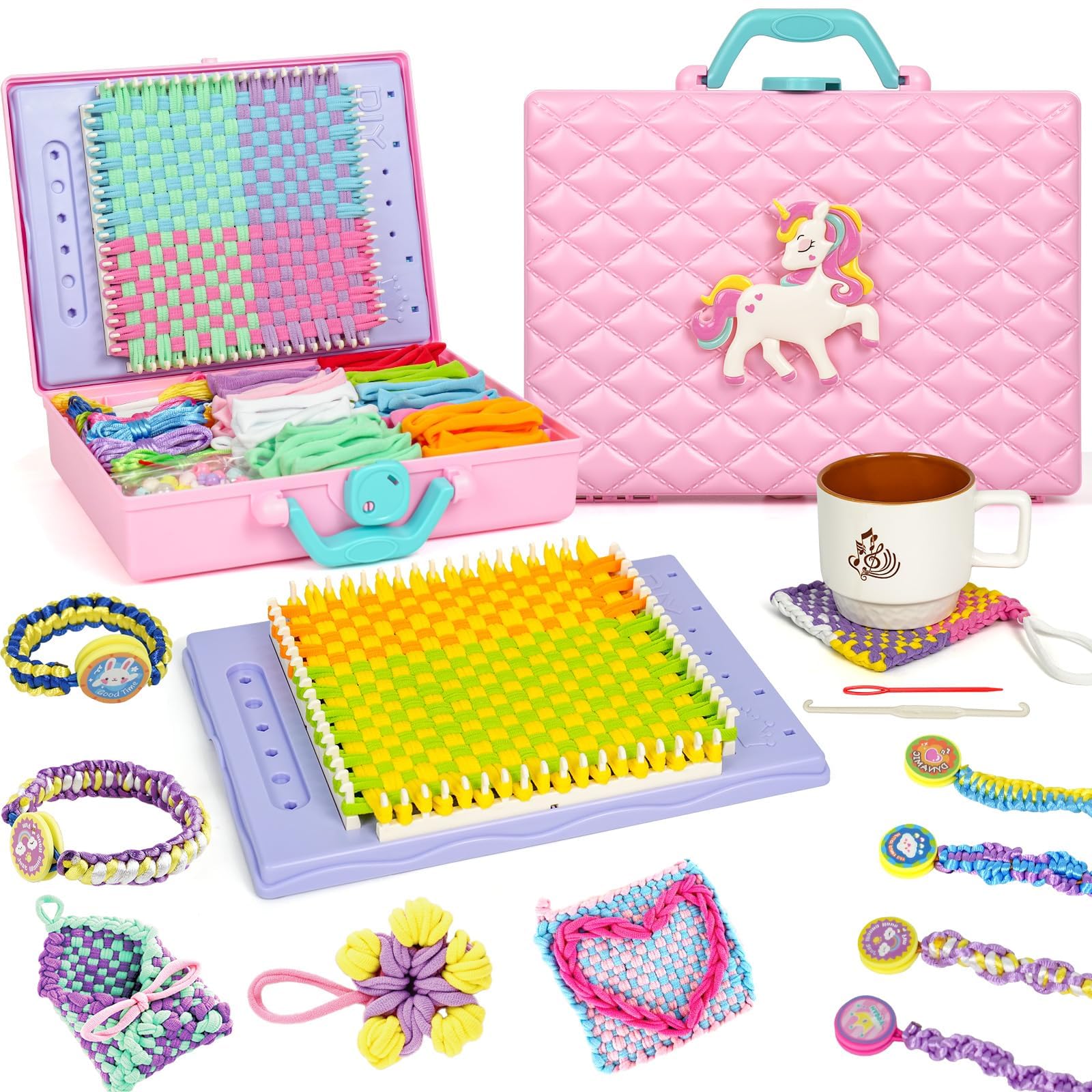 ZQIN Friendship Bracelet Making Kit for Girls 8+ Quick Maker DIY Arts and Crafts Toys, Best Christmas & Birthday Gifts for 6-12 Year Old Girls (Pink)