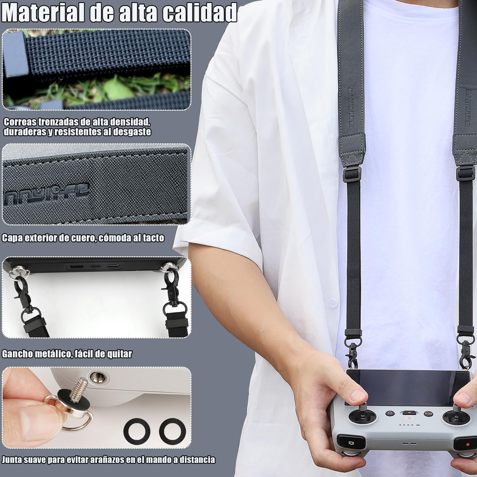 Correa para controlador DJI Mini 3/Mini 3 Pro/Mini 4 Pro/Air 3/ Air 2S/Air 3S/Mavic 3 Classic, correa de cuello para DJI RC/RC 2/RC Pro,correa de hombro para accesorios de drones