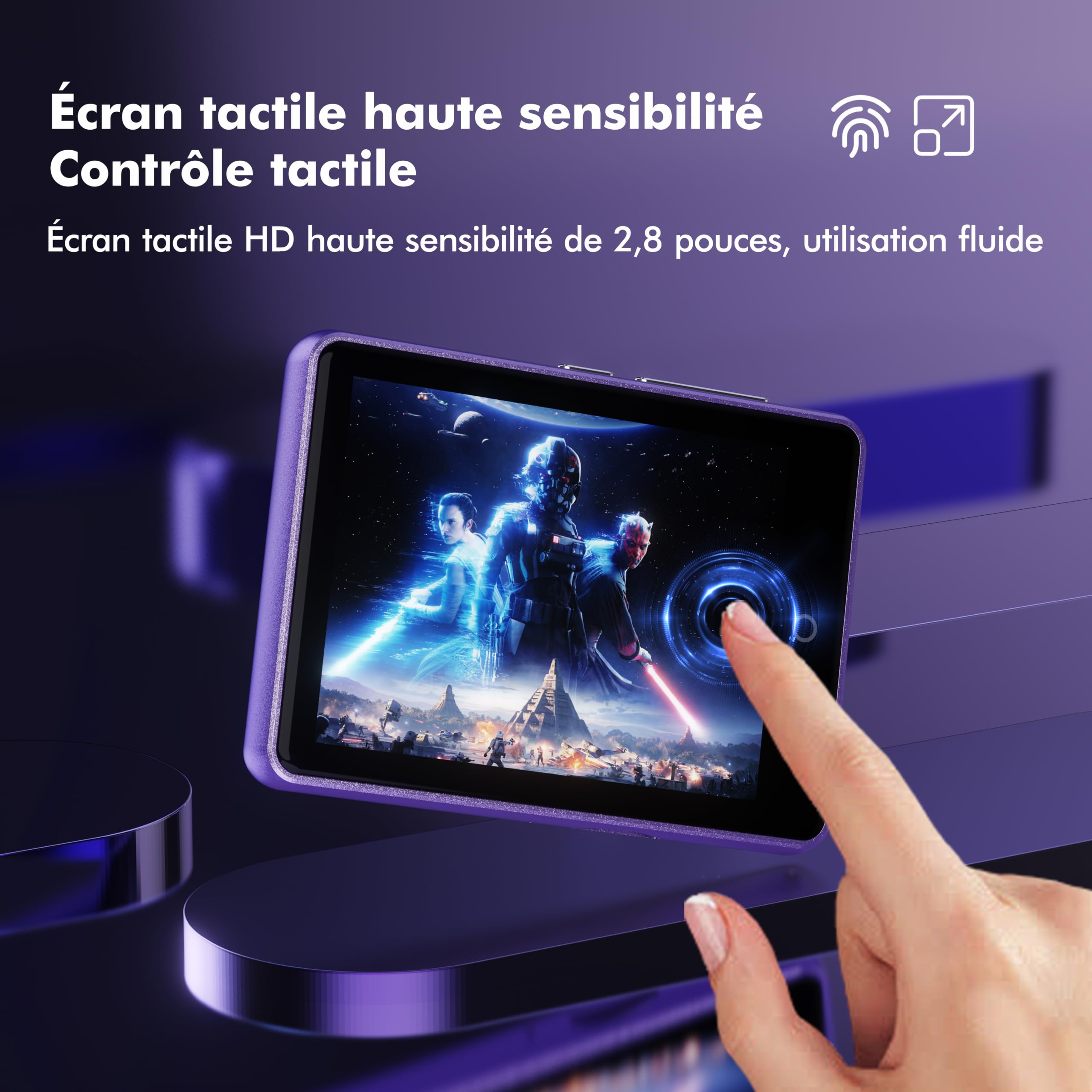 32Go Lecteur MP3 Bluetooth 5.3 avec Haut-Parleur, écran Tactile 2,8 Pouces