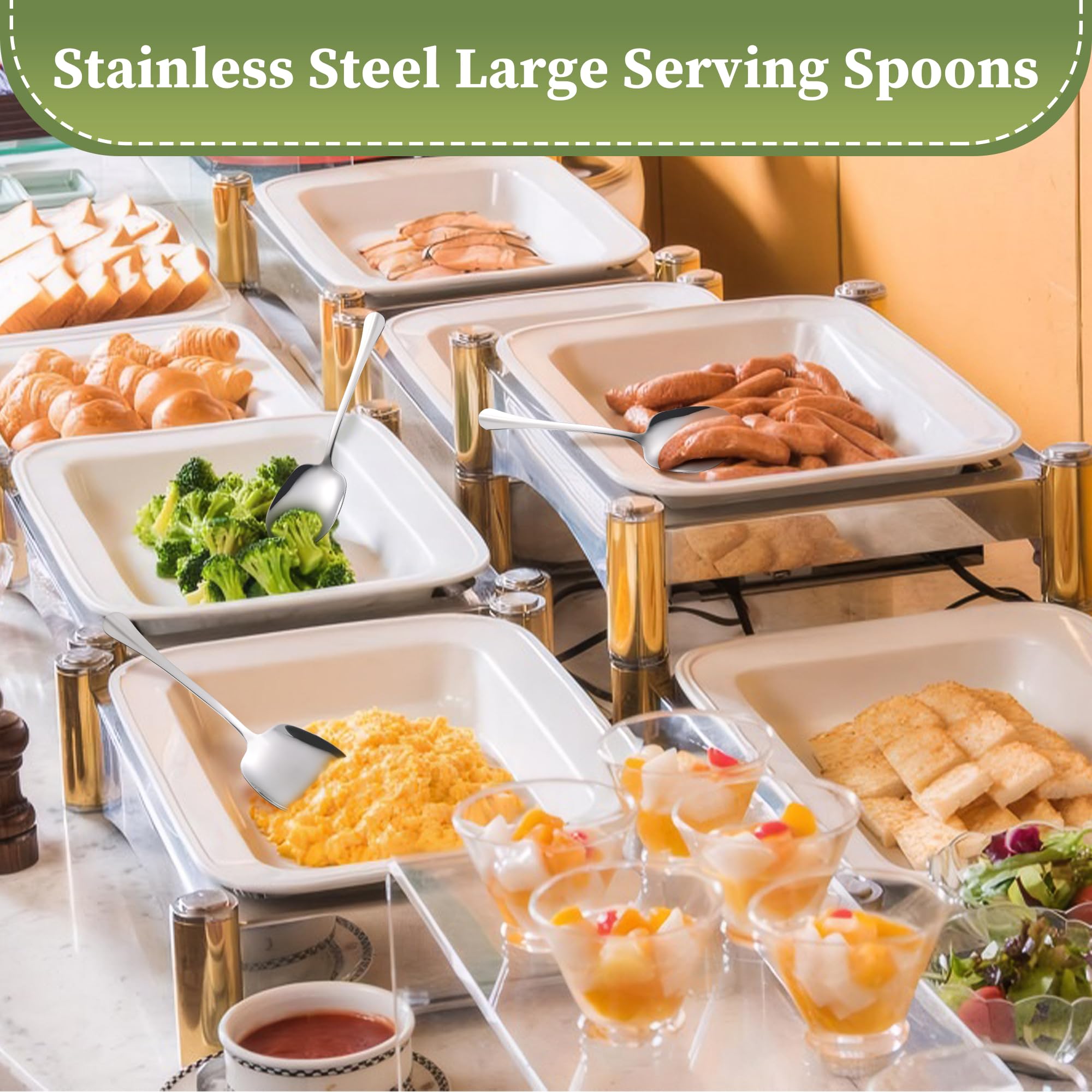 Cucchiai Da Portata In Acciaio Inox - Set Da 2, 25.5x7.1 Cm, Per Insalate, Zuppe E Servizio - Foto 11