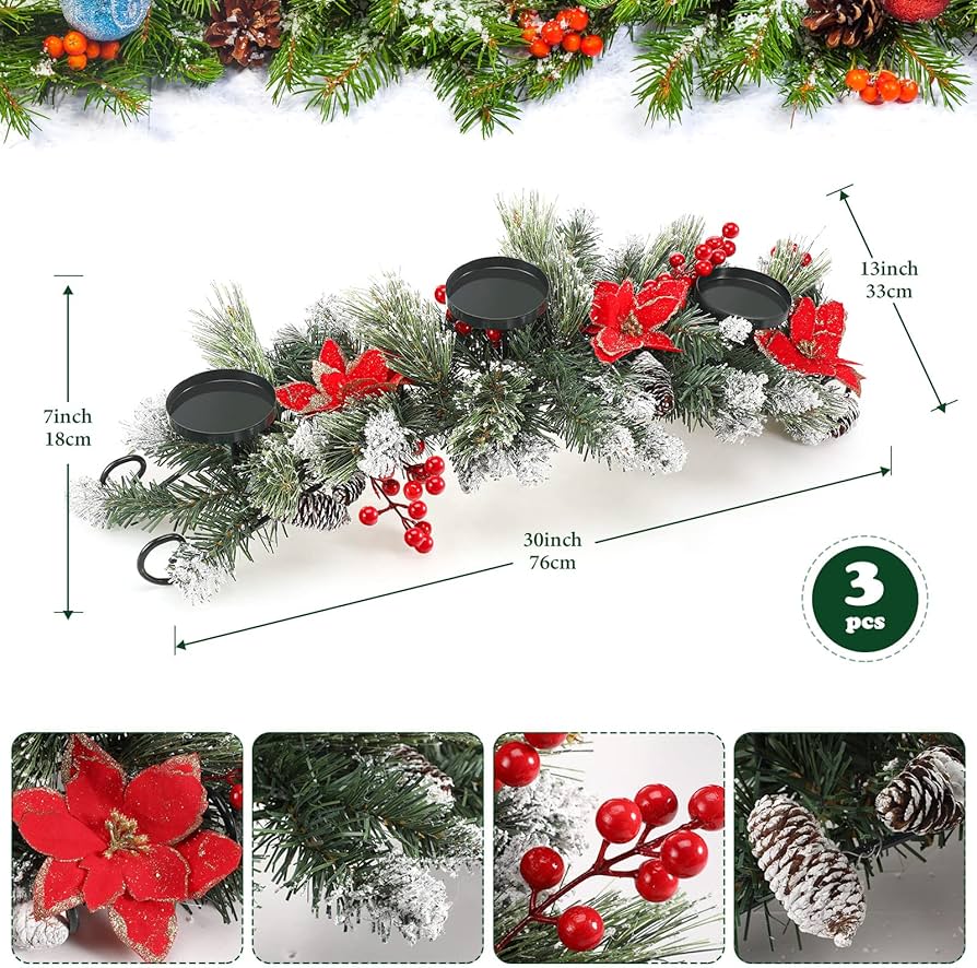 Amazon.com: Artificial Christmas Centerpiece with 3 Candle Holders Amazon.com: Artificial Christmas Centerpiece with 3 Candle Holders