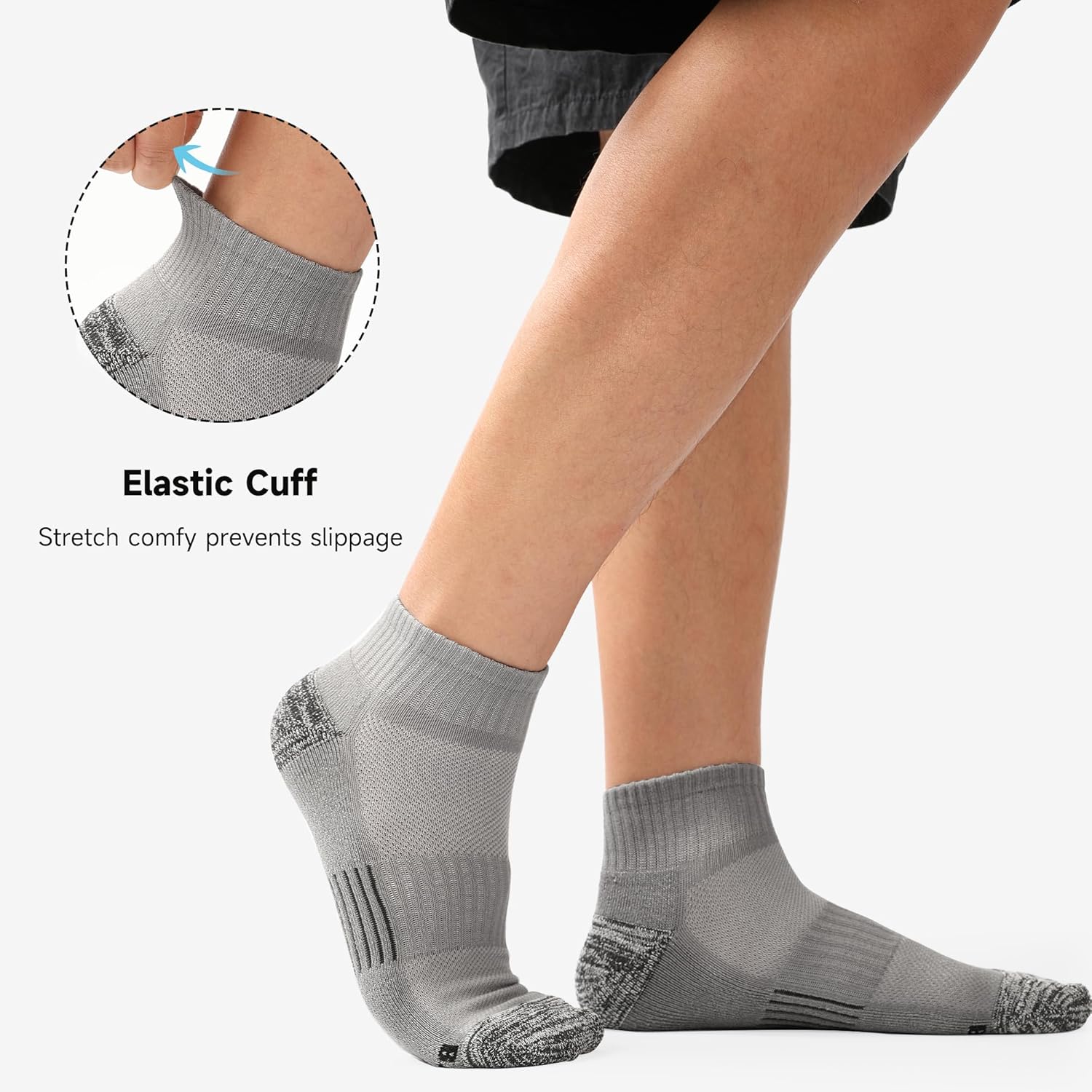 BAMBOO COOL Men's Ankle Socks Athletic Low Cut Cushioned Moisture Wicking, Running Socks Arch Support Breathable, 6 Pack - Image 5