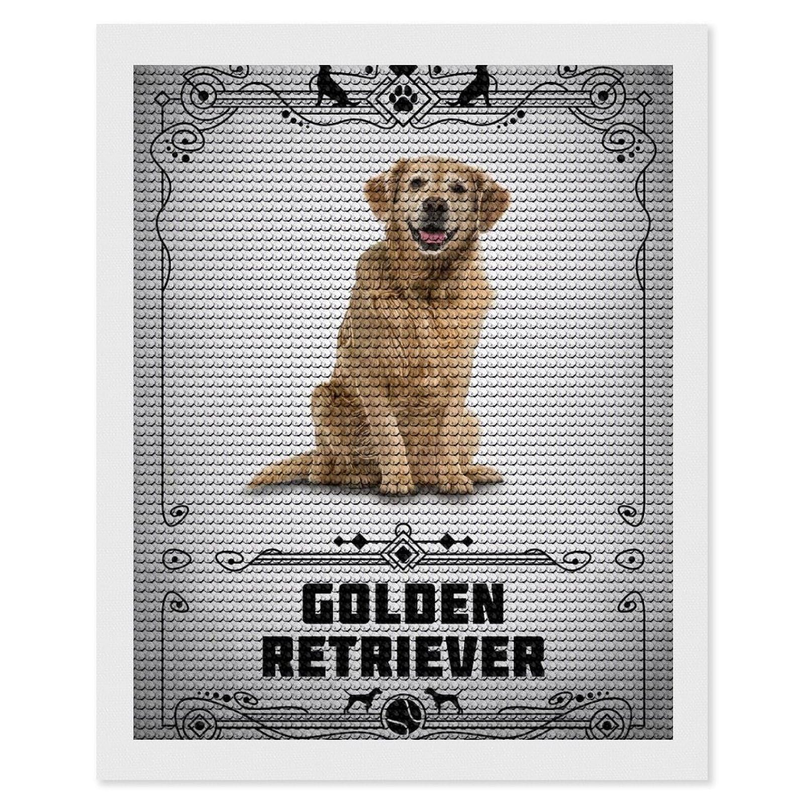 Junmoney Golden Retriever DIY Diamond Art Canvas Kit 16"x20", Simple to Start, Fun Craft Experience, Modern Decor, Gift Idea, Adhesive Canvas