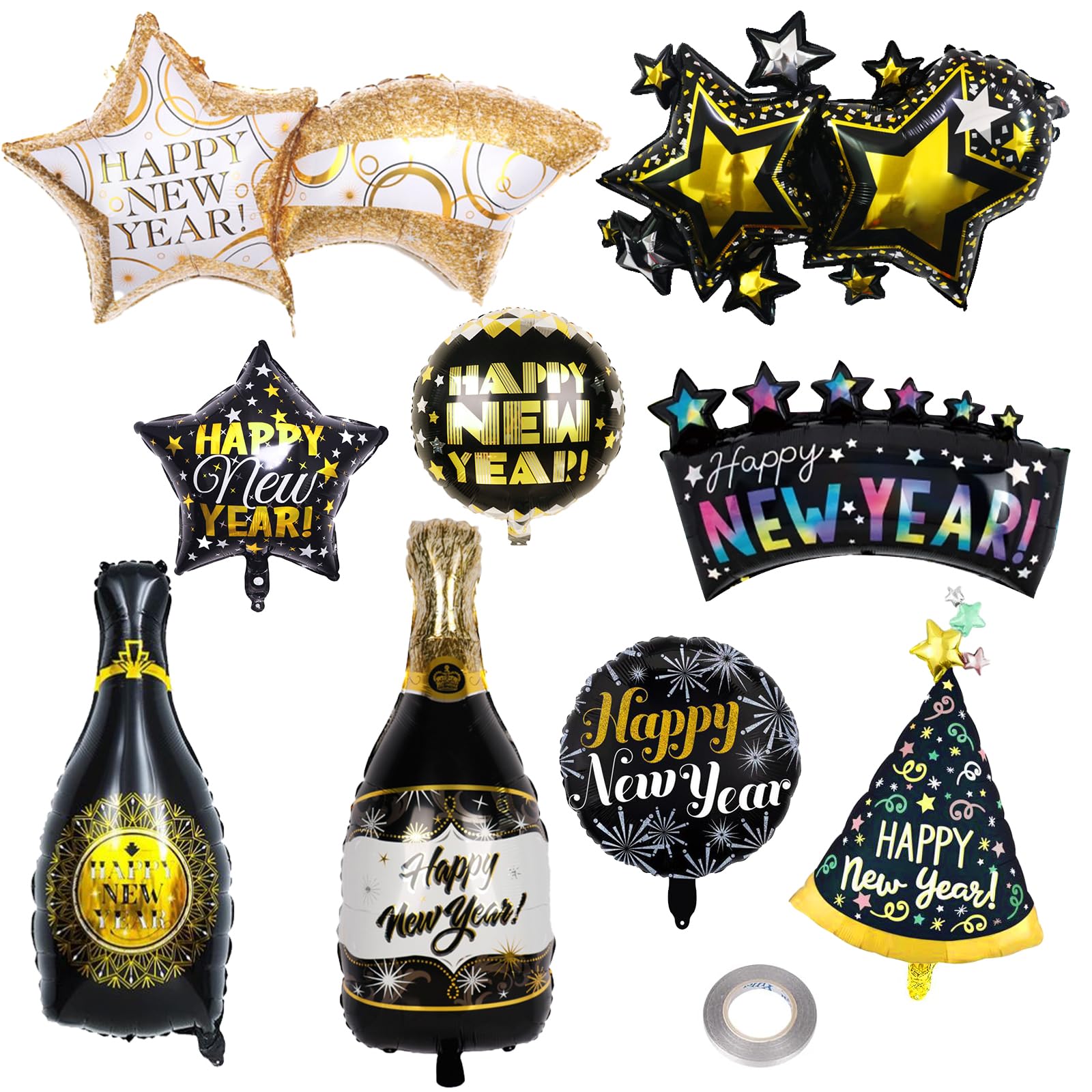 Silvester Deko 2024 – 5 Goldene Folienballons Für Die Party