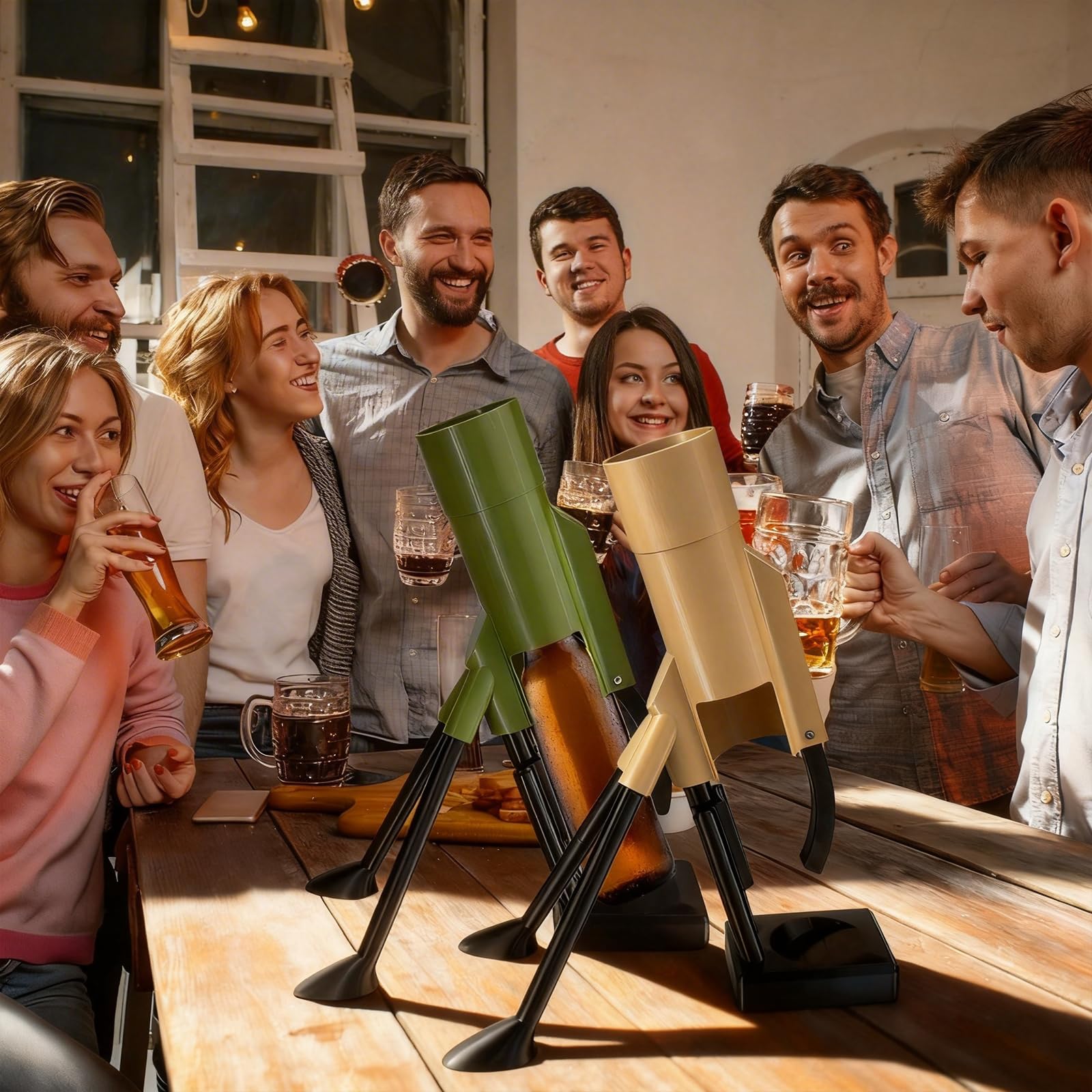 Apribottiglie automatico pop-up, apribottiglie divertente con lancio di tappi, apribottiglie divertente per feste, per casa, bar e regalo, set da 2 pezzi