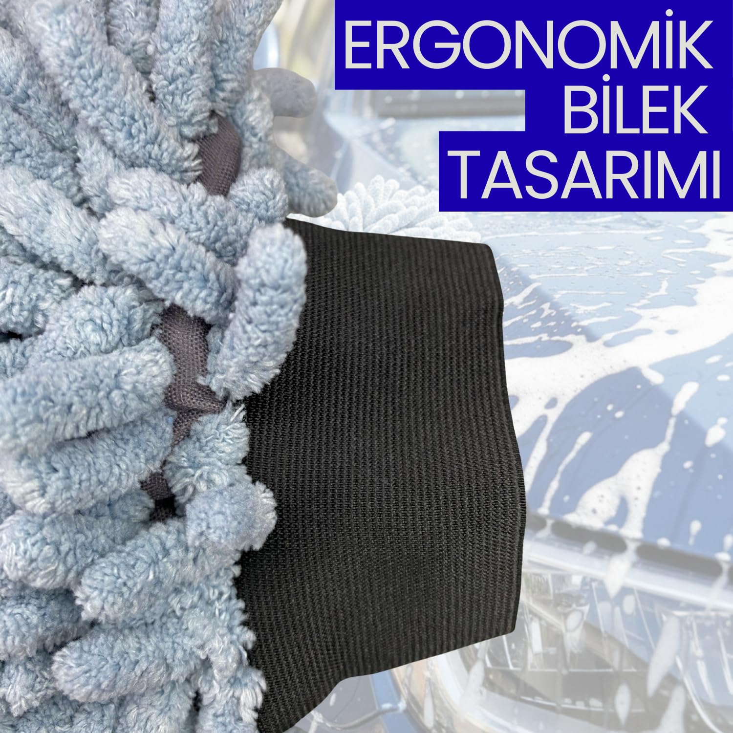 Romofy Profesyonel Şönil Mikrofiber Oto Yıkama Eldiveni - Çift Taraflı, Çizmez ve Ultra Emici - Araç Temizliği ve Detaylı Bakım İçin Yüksek Performanslı Makarna Temizlik Eldiveni