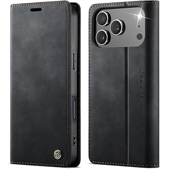 Mobile Phone Case iPhone 17 Pro Flip Case Premium PU Leather RFID Protective Case Foldable Stand Mobile Phone Case Leather Case Card Slot Stand Function Case for iPhone 17 Pro - Black