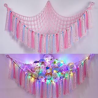 FIOBEE Stuffed Animals Net or Hammock with LED Light, Toy Hammock Hanging Stuffed Animals