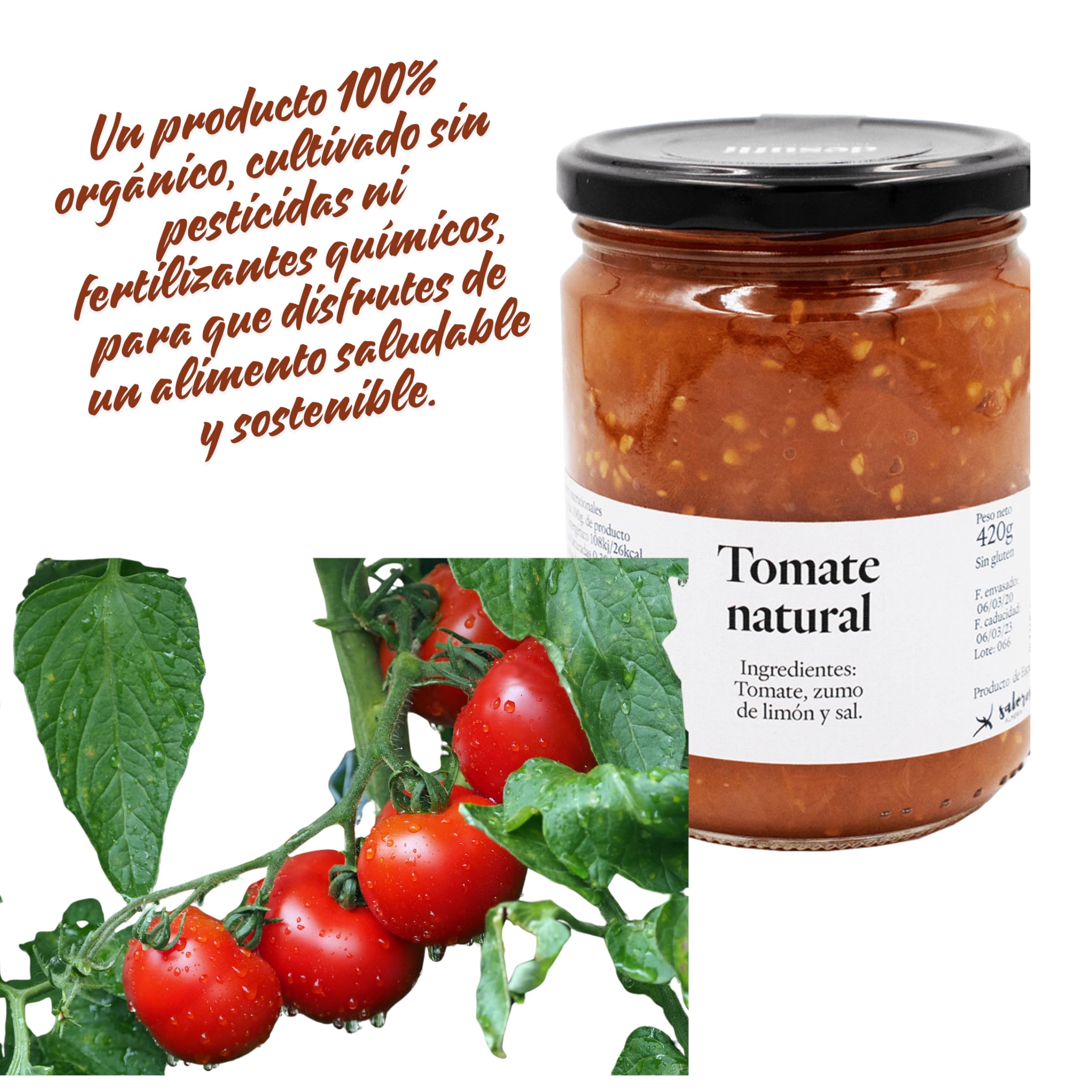 Tomate Natural Triturado de Pera Pack 3 Unidades 420g cada una Sin Aditivos 100% Natural