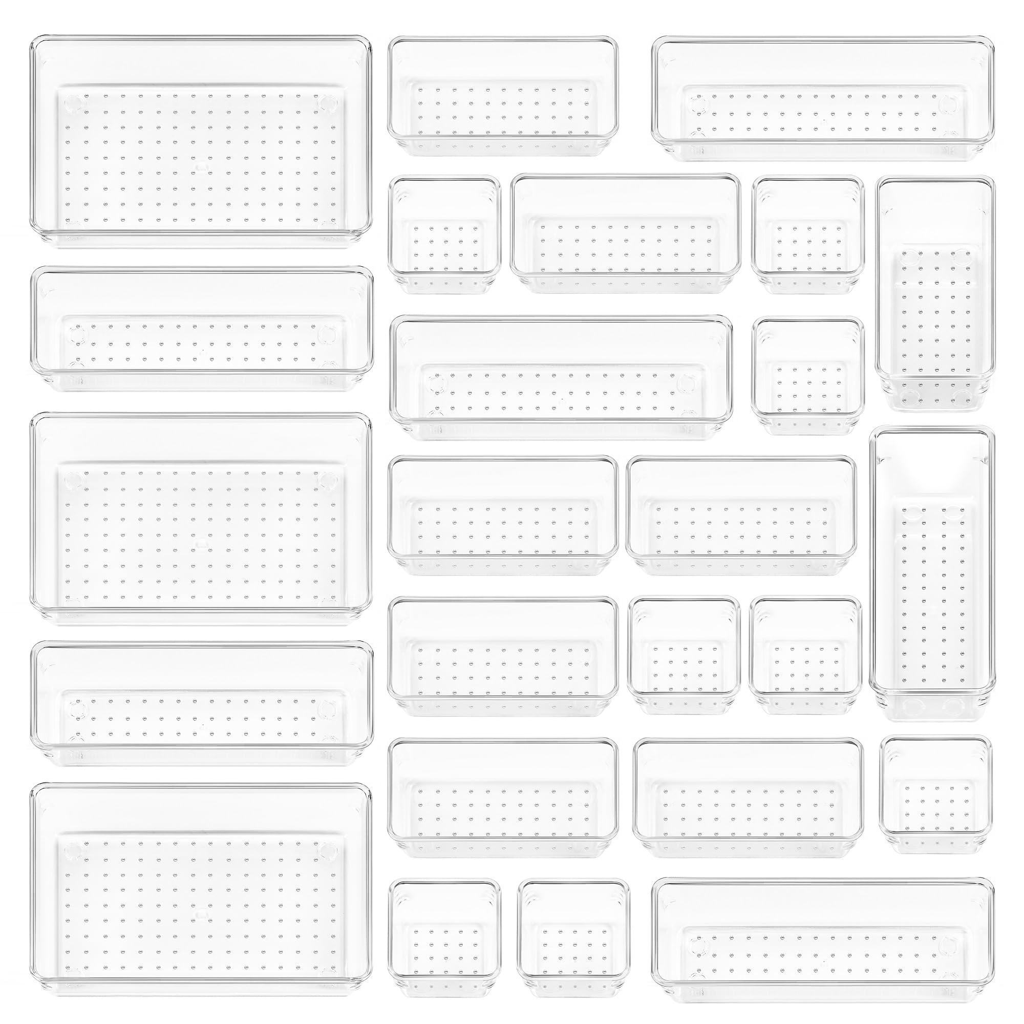 Vtopmart 25 Stücke Schubladen Organizer mit 4 Größen, Make up Ordnungssystem, Schminktisch Organizer Einsetzbar für Makeup, Küchen, Badezimmer, Büro, Schminktisch