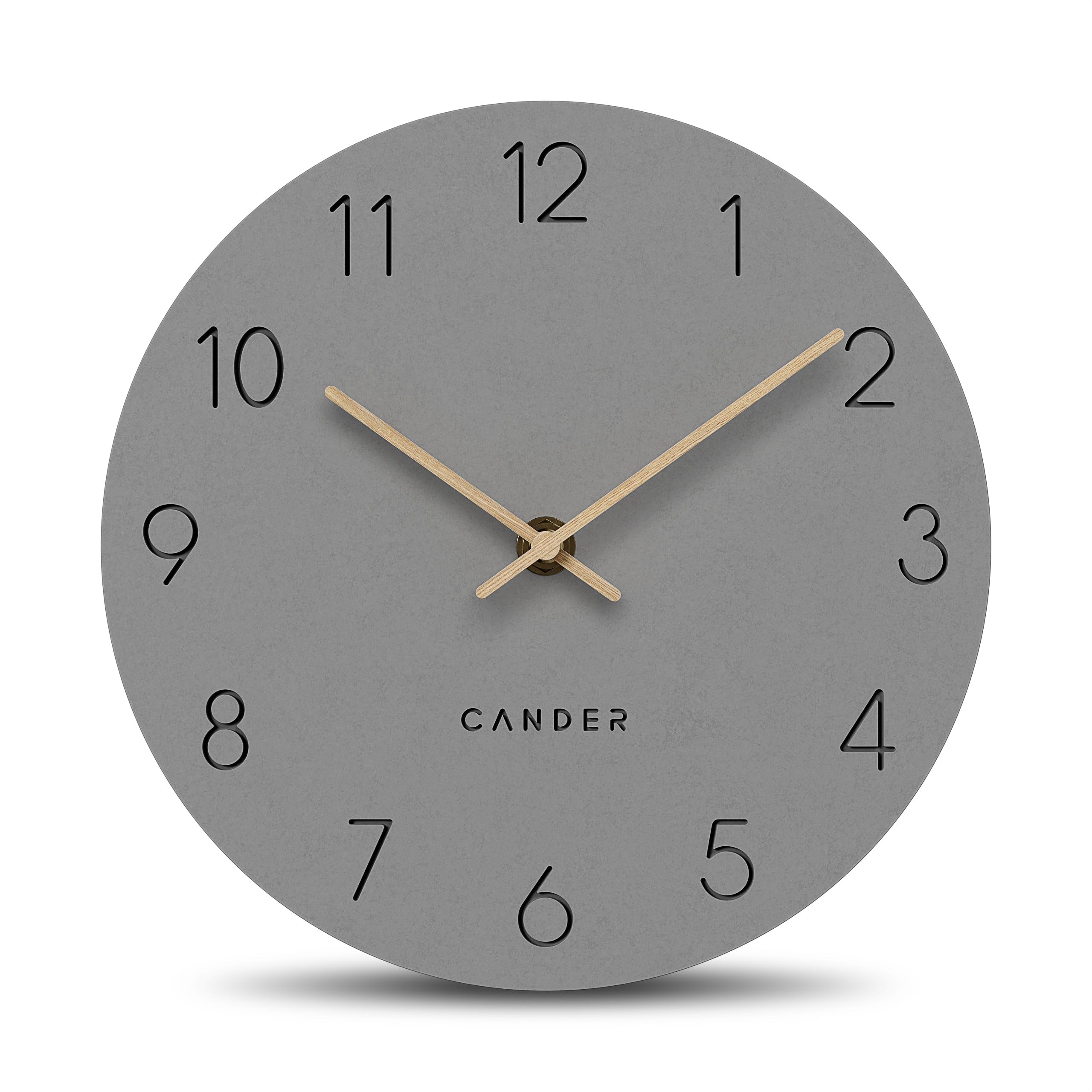 Cander Berlin MNU 2622 N Silent Wall Clock 22 cm without Ticking Noises Analogue Living Room Modern Vintage Grey Wooden Hands