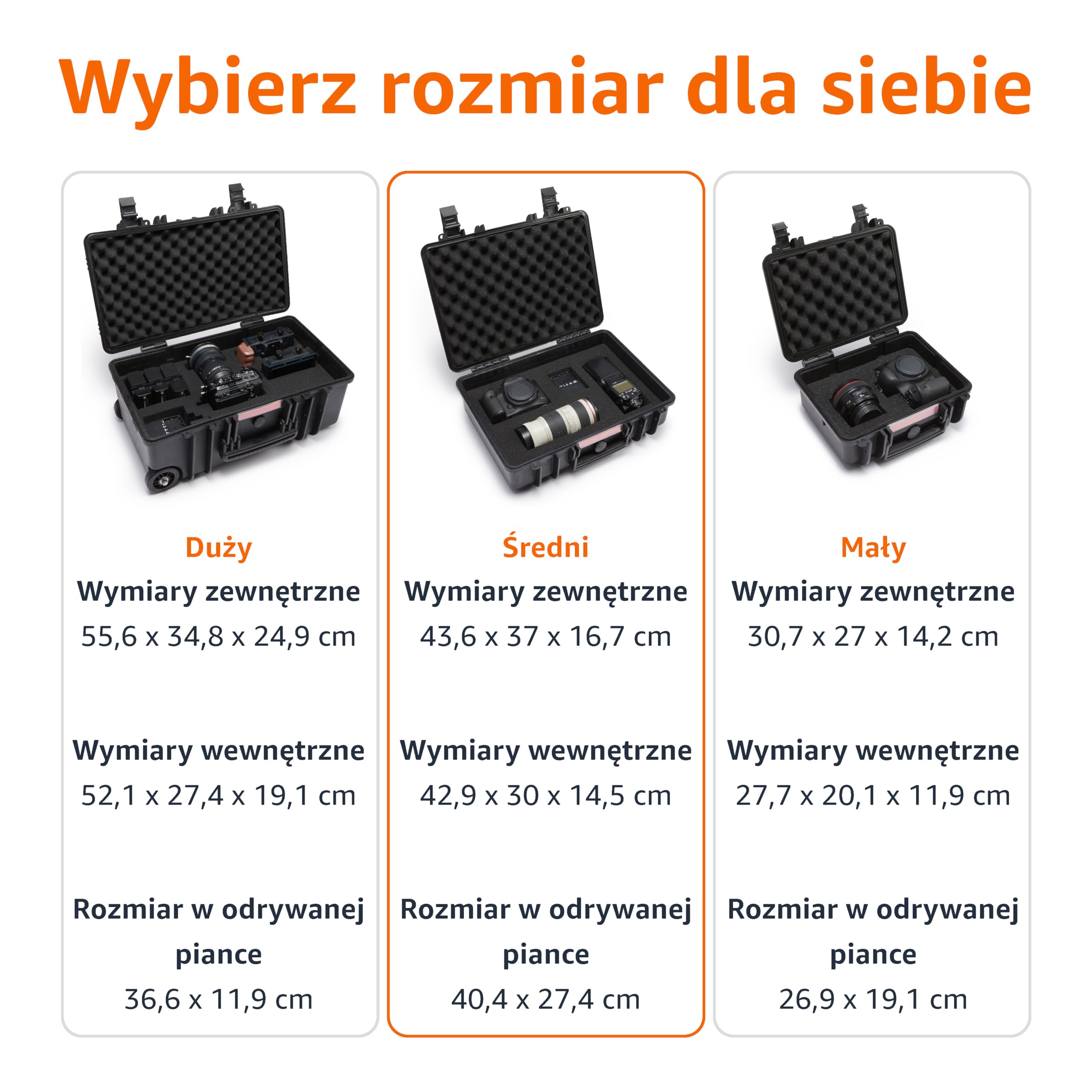 Amazon Basics Sztywny futerał na aparat, średniej wielkości, solidny, czarny