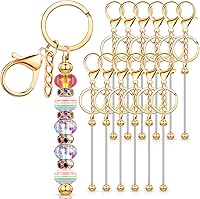 Tondiamo 12 Pack Beadable Keychain Bars - Blank Metal DIY Craft Keychains for Personalized Gifts & Accessories