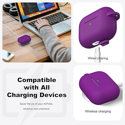 Miniatura 164 de R-fun Funda compatible con AirPods Pro de 2ª/1ª generación con kit de limpieza, silicona protectora completa compatible con funda de carga Apple