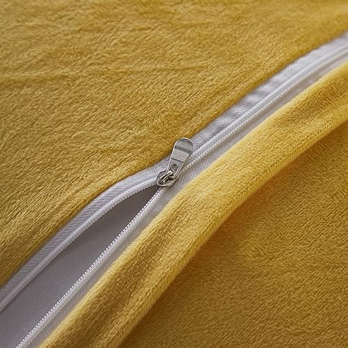 Miniatura 6 de Uhamho Juego de 2 fundas de almohada de piel sintética de terciopelo suave, fundas de almohada decorativas con cierre de cremallera (amarillo limón,
