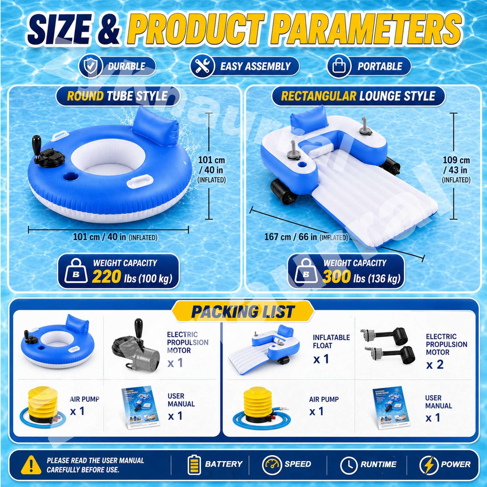 Flotador De Piscina Motorizado,Tumbona Inflable De Agua con Control Joystick 360°, Flotador De Sillón De Agua Portátil para Adultos Playa De Verano BatteryOperated-B