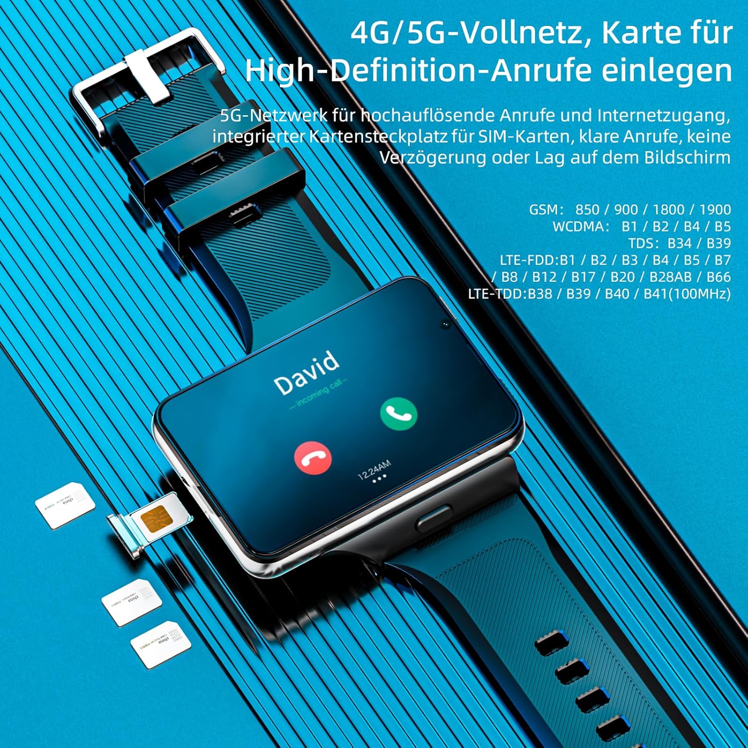 LOKMAT 2.88" Large Screen 4G SIM Card Smart Watch, Android 11 Smartwatch with Phone Call, 6GB+128GB Dual Cameras, Detachable Watch Head,1500mAh Sport WiFi Bluetooth GPS Smart Watches(Silver)
