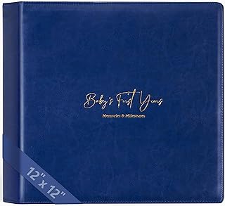 Keepsake Baby Memory Book Girl Boy – Timeless Leather-Bound Baby Milestone Book – Baby Book Keepsake Record First 5 Years – Gender Neutral Baby Scrapbook Album Baby Album Journal Registry Search Gift