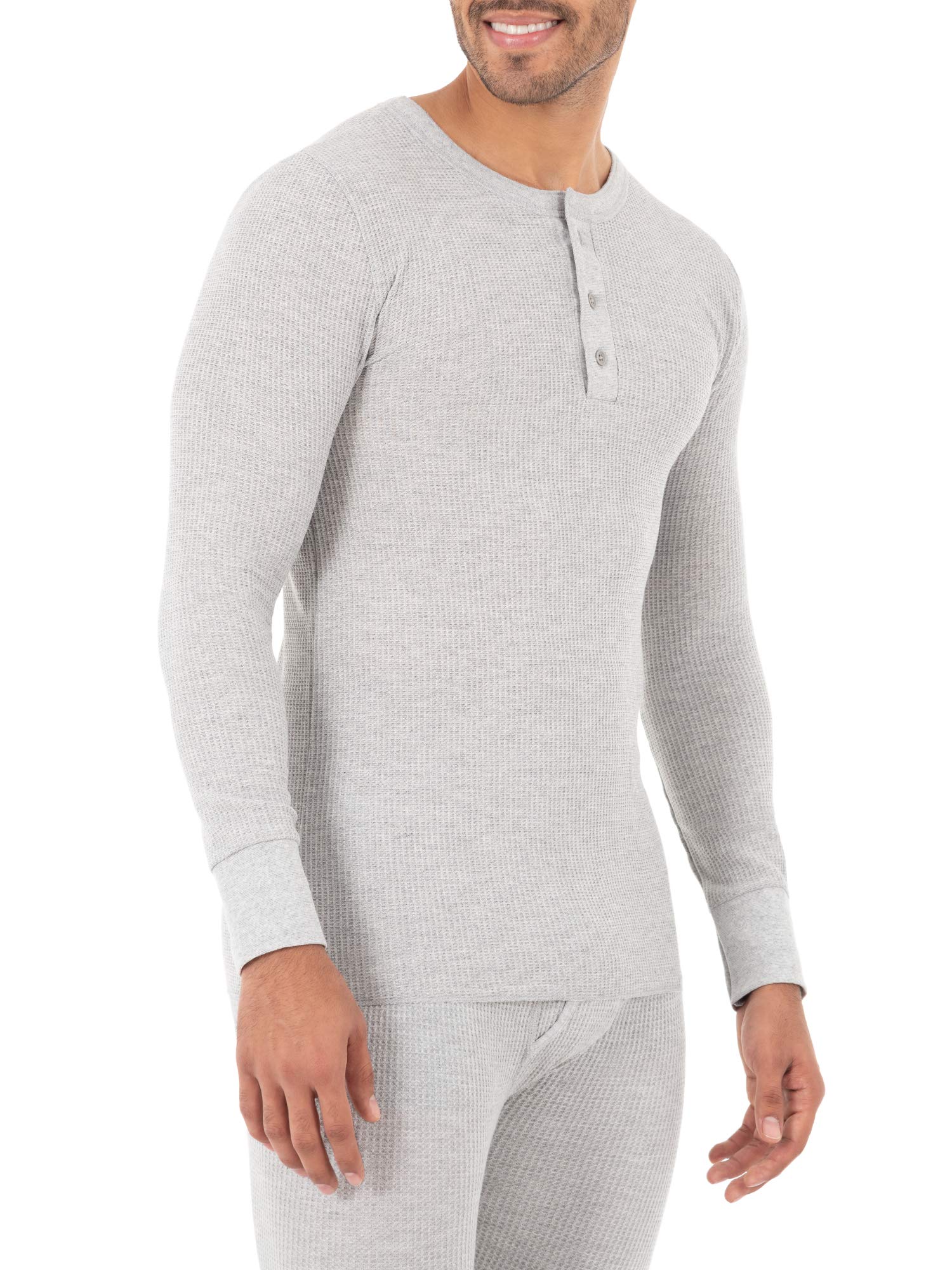 Fruit of The Loom Classic Midweight Waffle Thermal Henley Top Camisa de Ropa Interior térmica Hombre (Pack de 1)