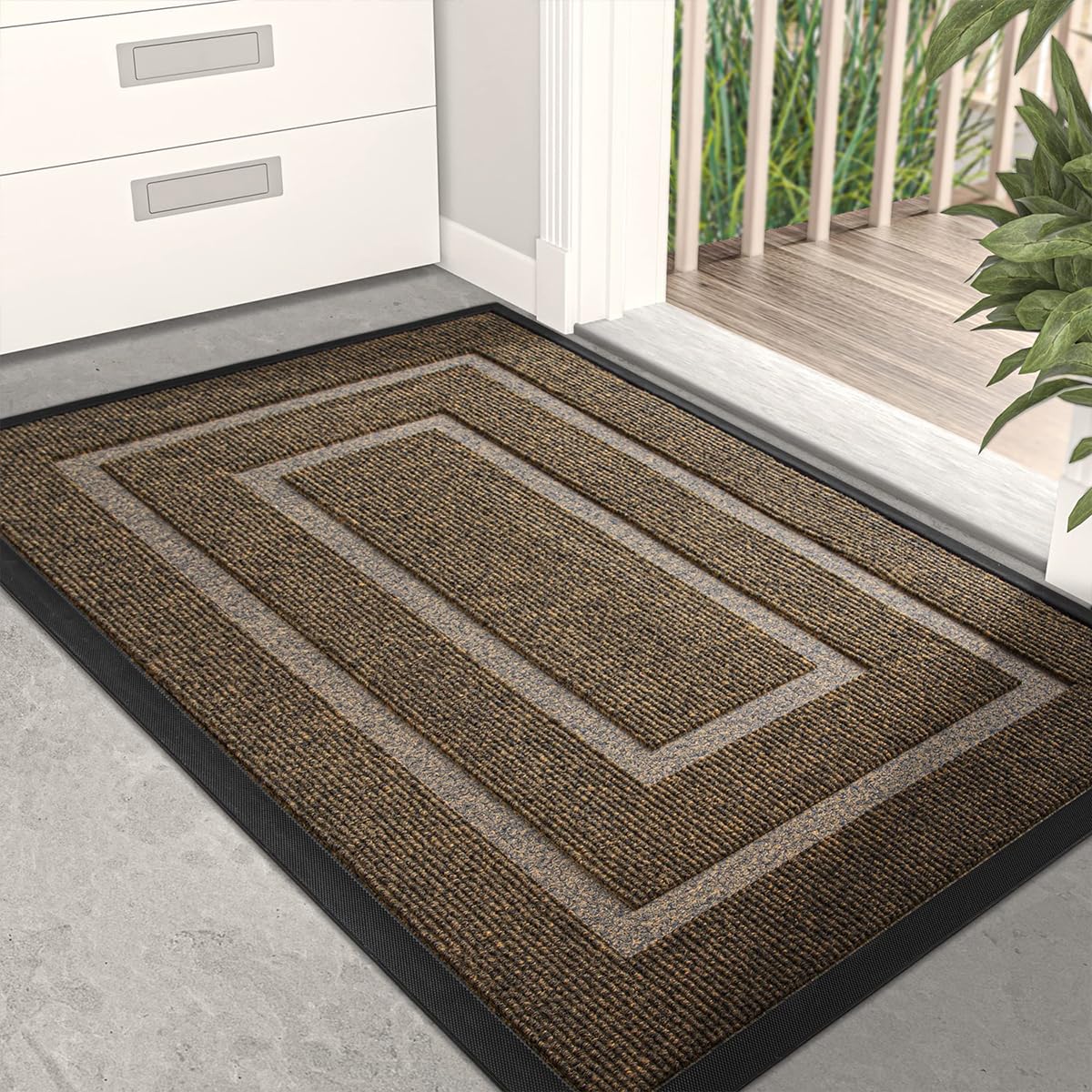 Super absorbent and moisture-proof door mat, [75 * 45CM] Outdoor and indoor door mat, home welcome mat, rubber welcome door mat, suitable for your home entrance, courtyard, office door (Brown【B】)