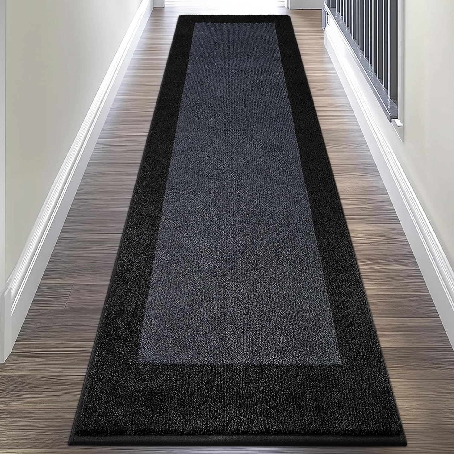 Machine Washable Kitchen Rug 24" x 96", Non Slip Kitchen Mat for Floor, Absorbent Entrance Runner Rug for Bedroom, Hallway, Bathroom, Door (Roll Packing) 24" x 96" Charcoal