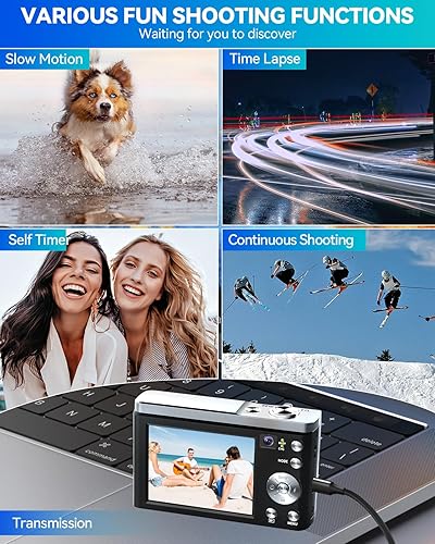 Miniatura 7 de Cámara digital, cámaras 5K 56MP para enfoque automático de fotografía, cámara compacta de vlogging con cámara frontal y trasera, zoom óptico 10X,