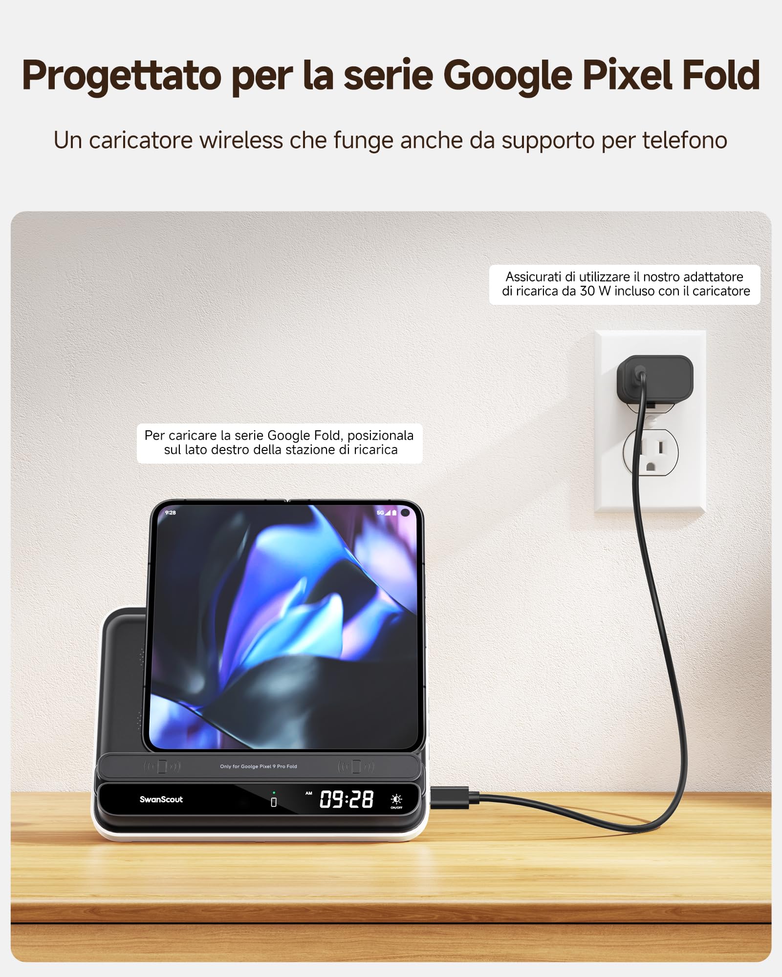 710FG2 - Caricatore wireless per Pixel Fold / Pixel 9 Pro Fo